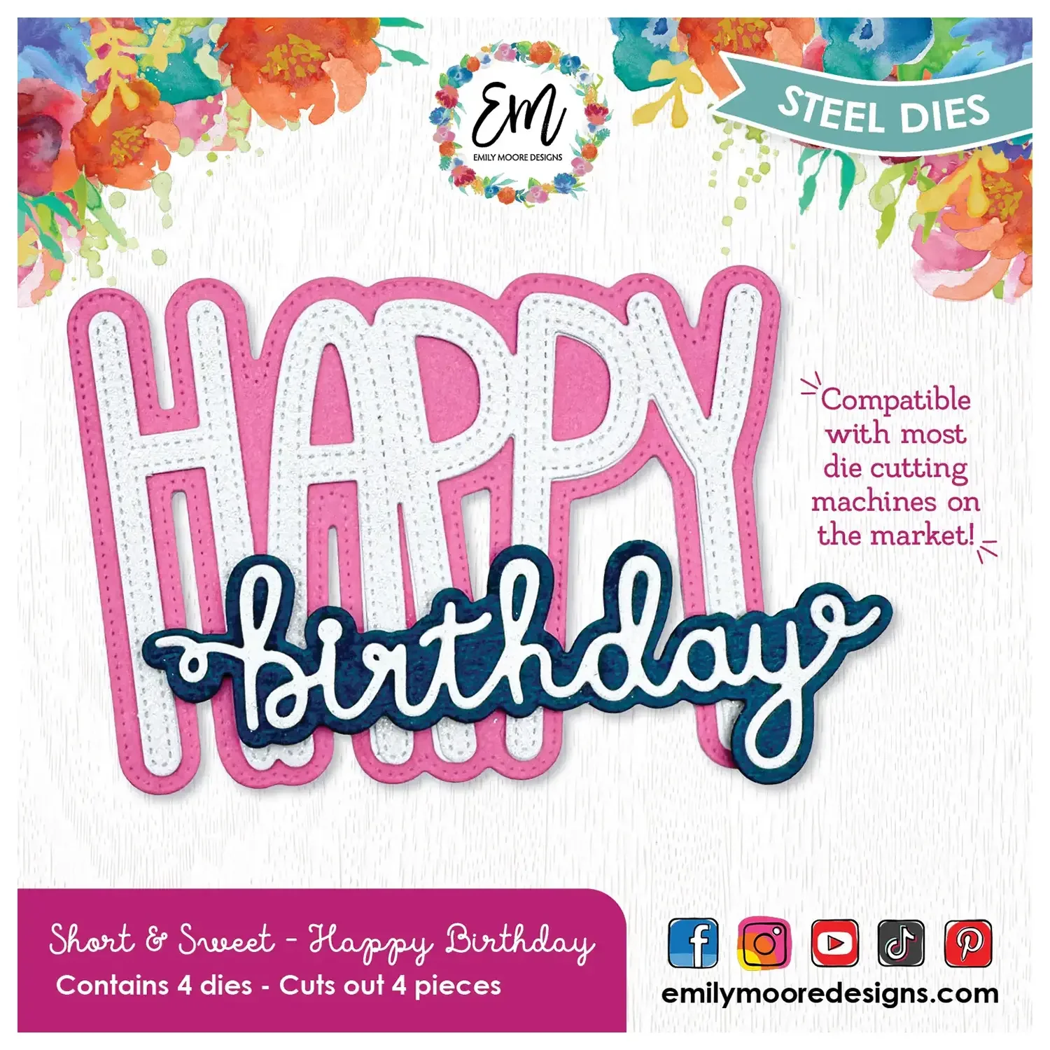 Emily Moore Designs-Happy Birthday Word Dies-Short & Sweet