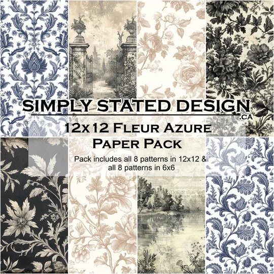 Simply Stated Design - Fleur Azure  12 x 12 Paper Pack