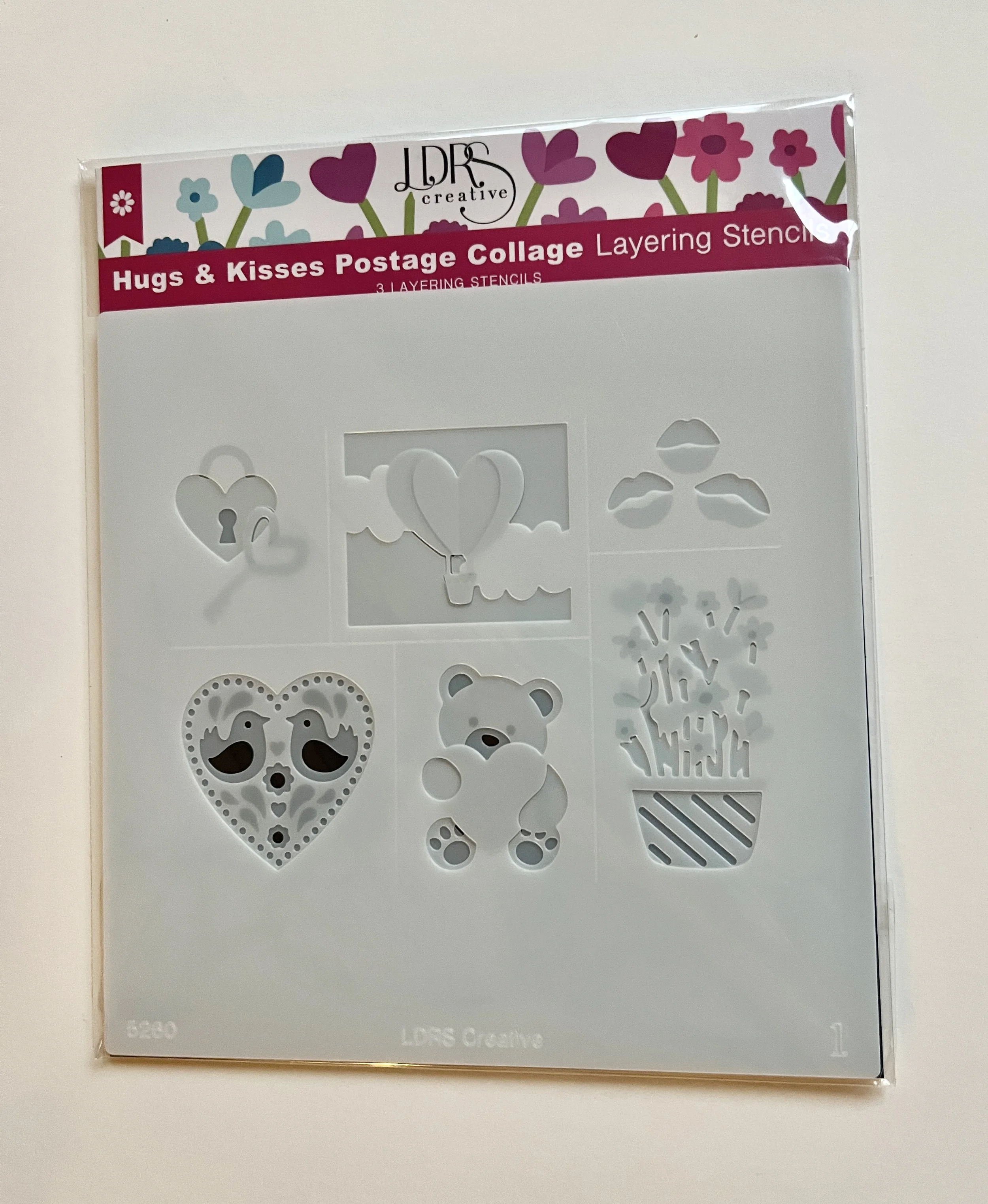 Hugs & Kisses Postage Collage Layering Stencil
