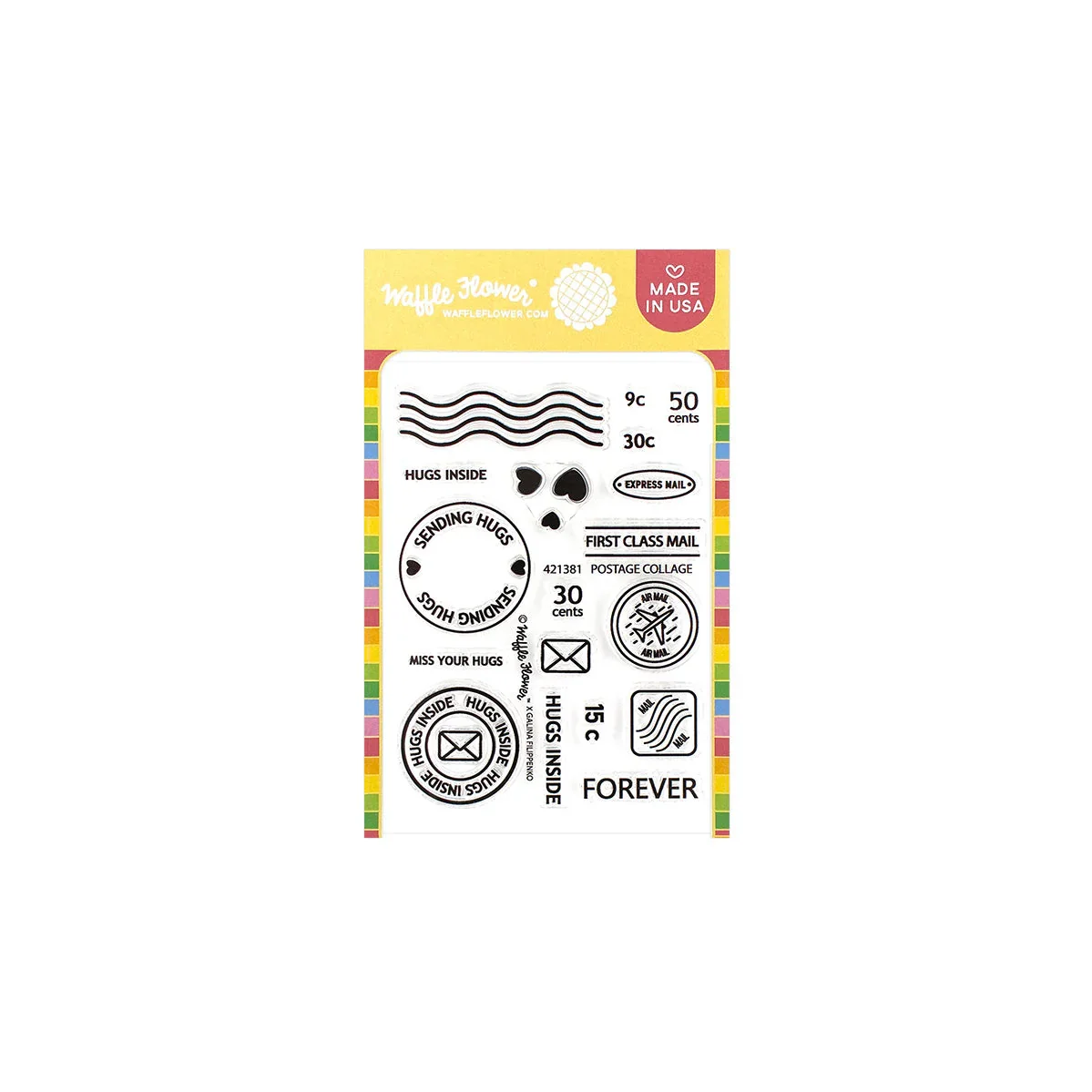 Waffle Flower Crafts - Postage Collage Stamp Set