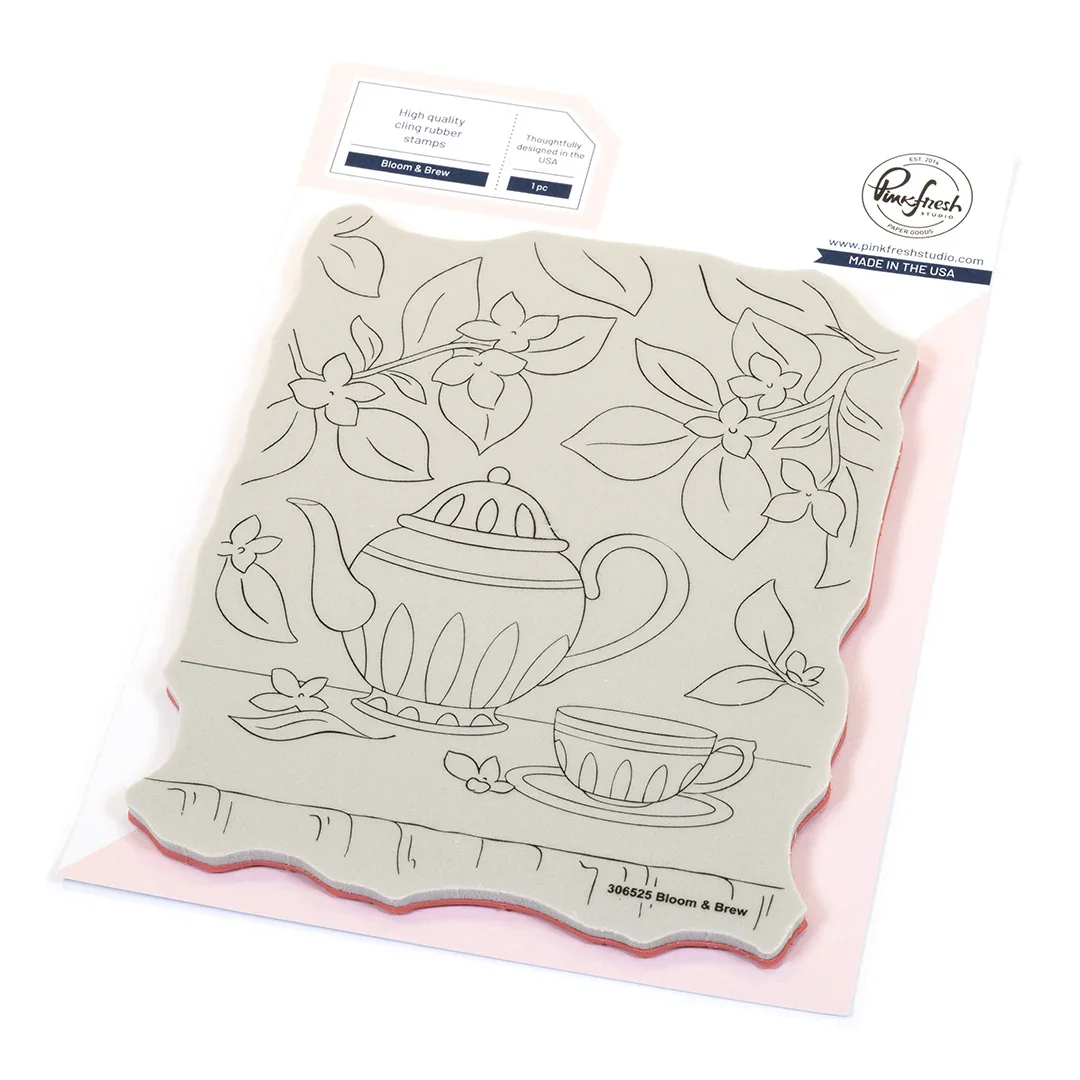 Pinkfresh-Bloom & Brew Stamp and Stencil Set