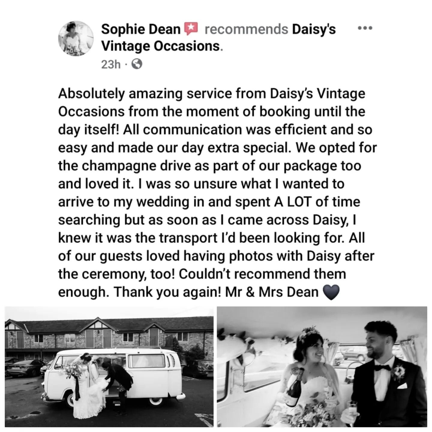 ❤️⭐️⭐️⭐️⭐️⭐️❤️
This made our day and it's what we strive to achieve with all of our couple's. 
Feedback means the world to us but it also helps inform and reassure our future couples of the 5 star, professional service they can expect by booking Dais