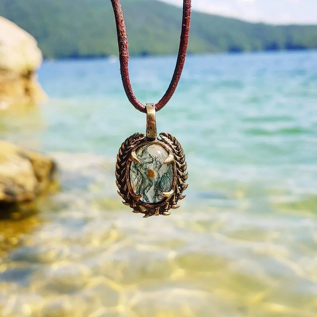 Polished Brass - Moss Agate