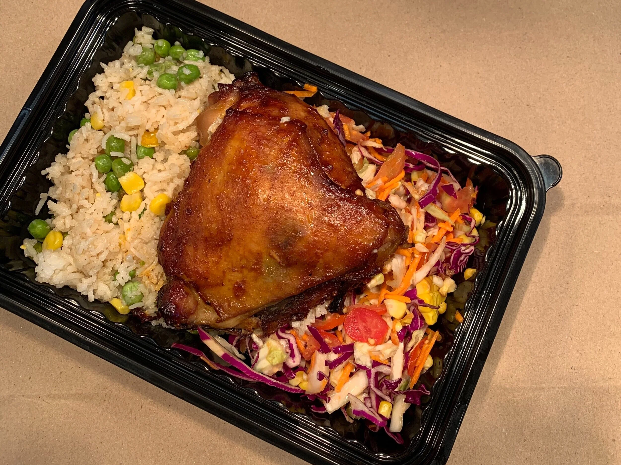 BBQ Chicken with Coleslaw &amp; Rice
