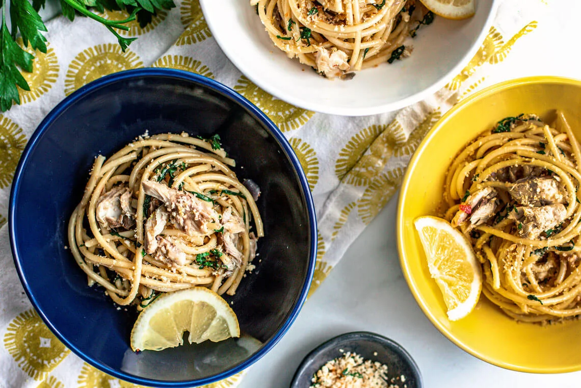 Bucatini with Mackerel, Swiss Chard, Preserved Lemon &amp; Chili