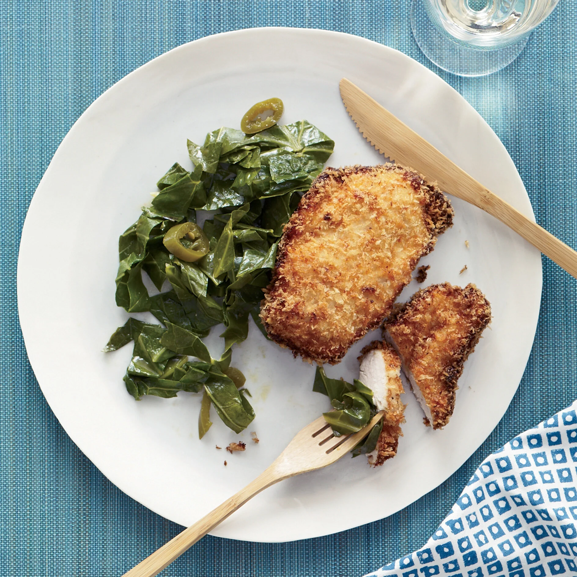 Coconut Chicken with Pickled Pepper Collards