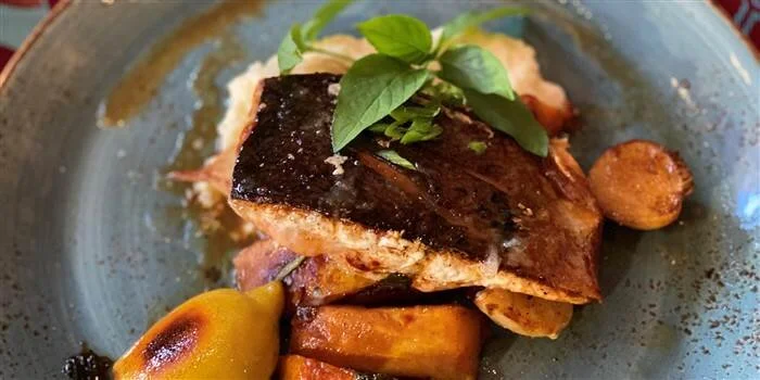 Gold Coconut Broken Rice with Tamarind-Glazed Salmon