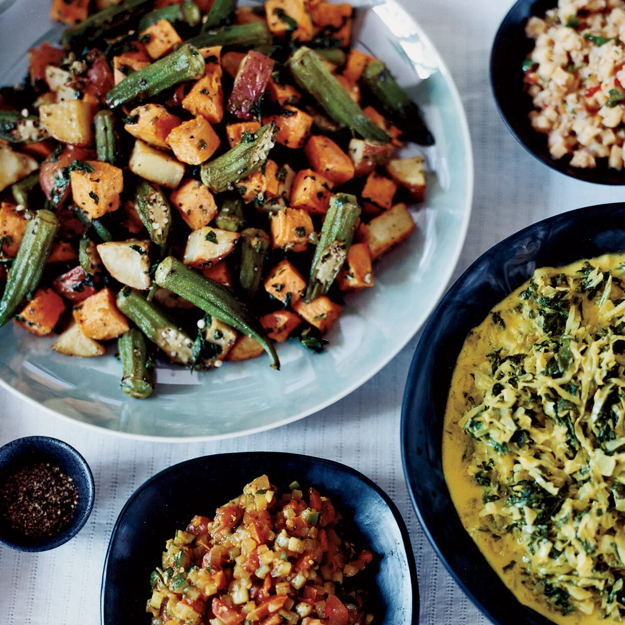 Roasted Sweet Potato and Okra Salad