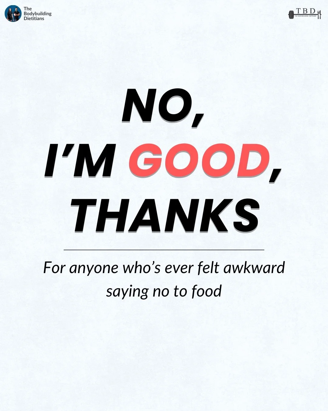 You don&rsquo;t need to justify your food choices to anyone.

For many people who are invested in their health and fitness, social situations around food can feel uncomfortable. Not because the choices themselves are difficult, but because declining 