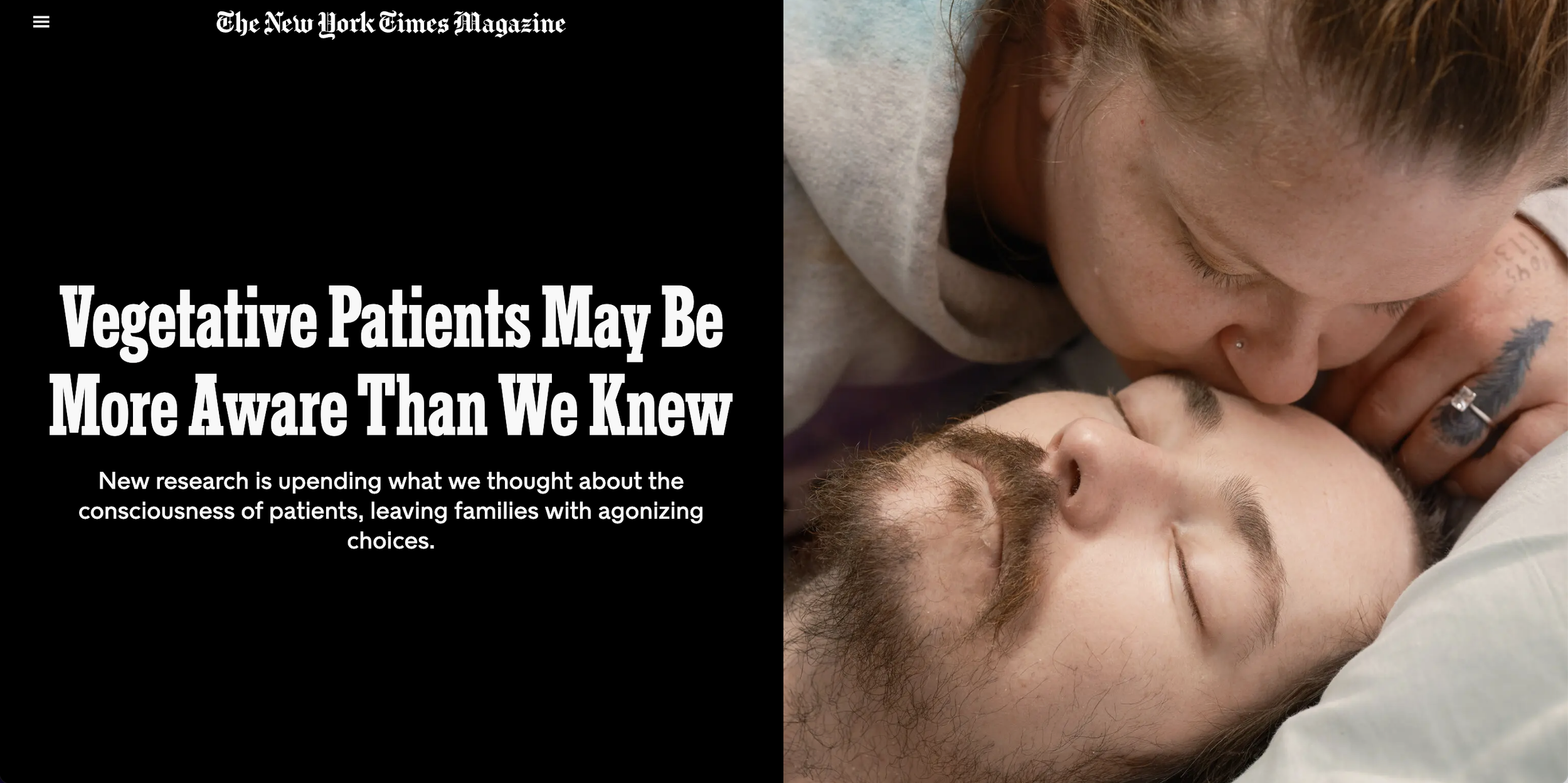 NICC's Dr. Brian Edlow and Dr. Yelena Bodien are featured in the New York Times Magazine article "Vegetative Patients May Be More Aware Than We Knew"