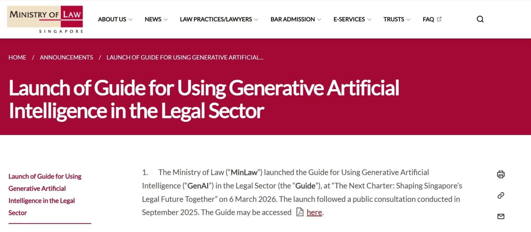 ALITA was recognized for its contribution to the MinLaw AI Guidance