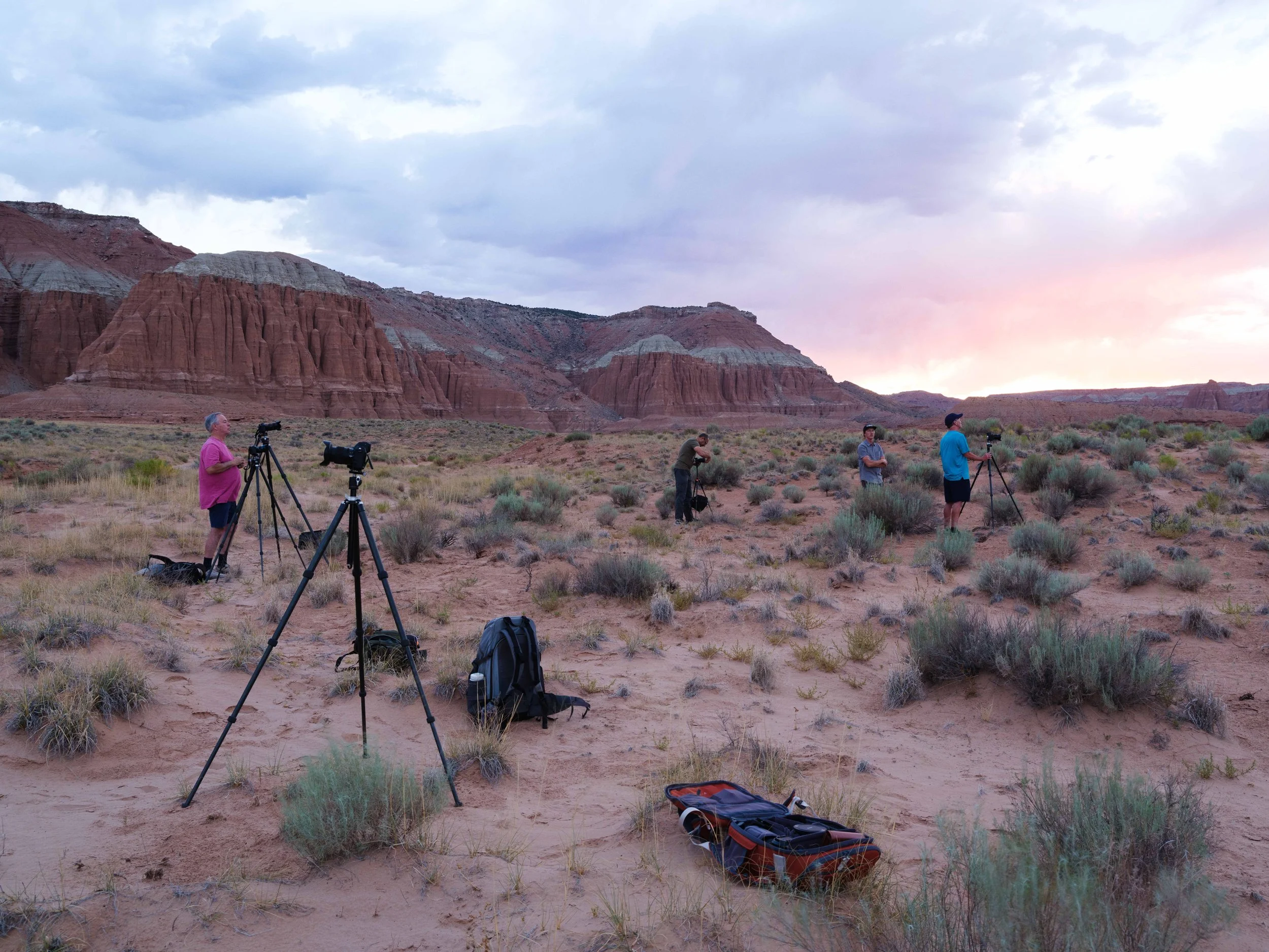 Workshop group setting up on the first evening.
