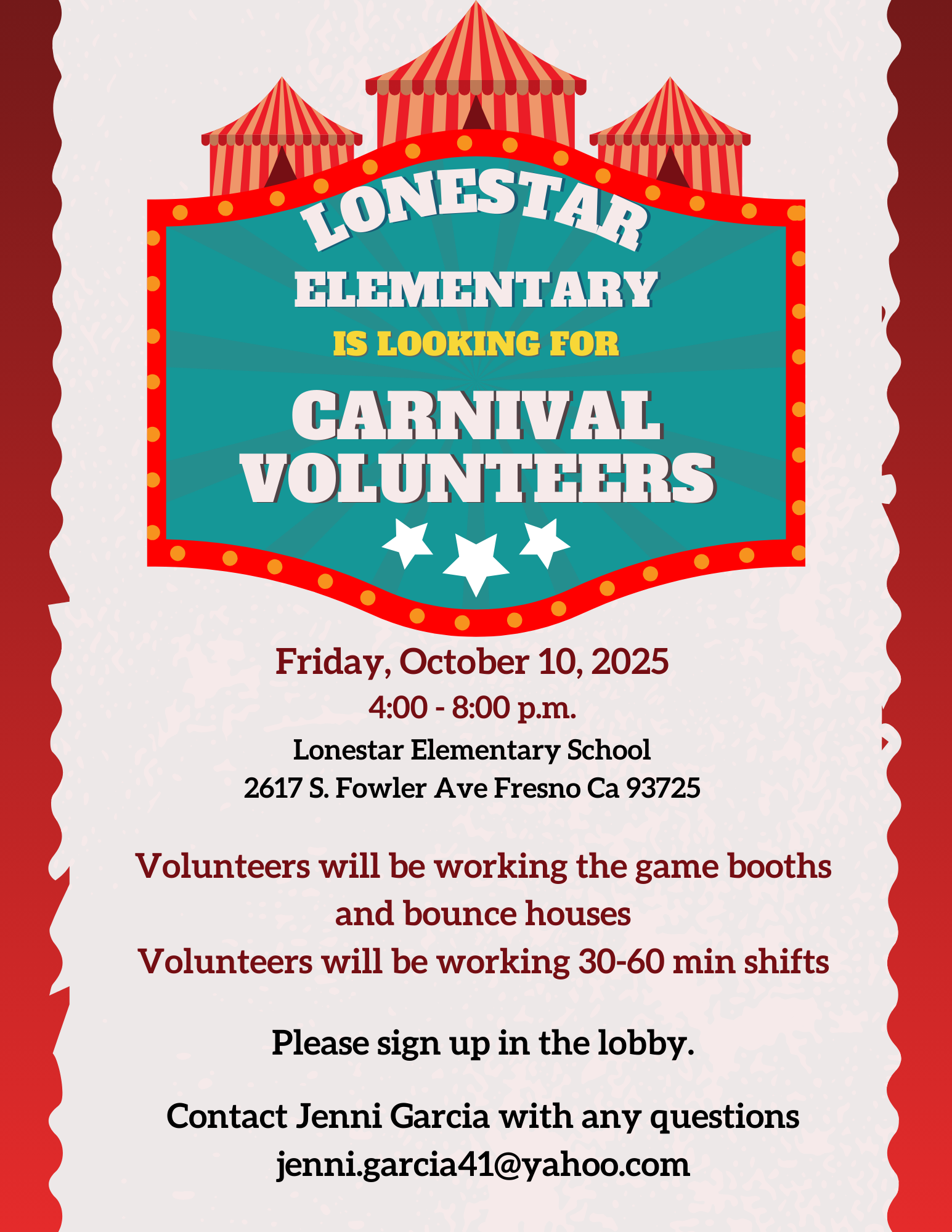 Lonestar Elementary Carnival - VOLUNTEERS NEEDED