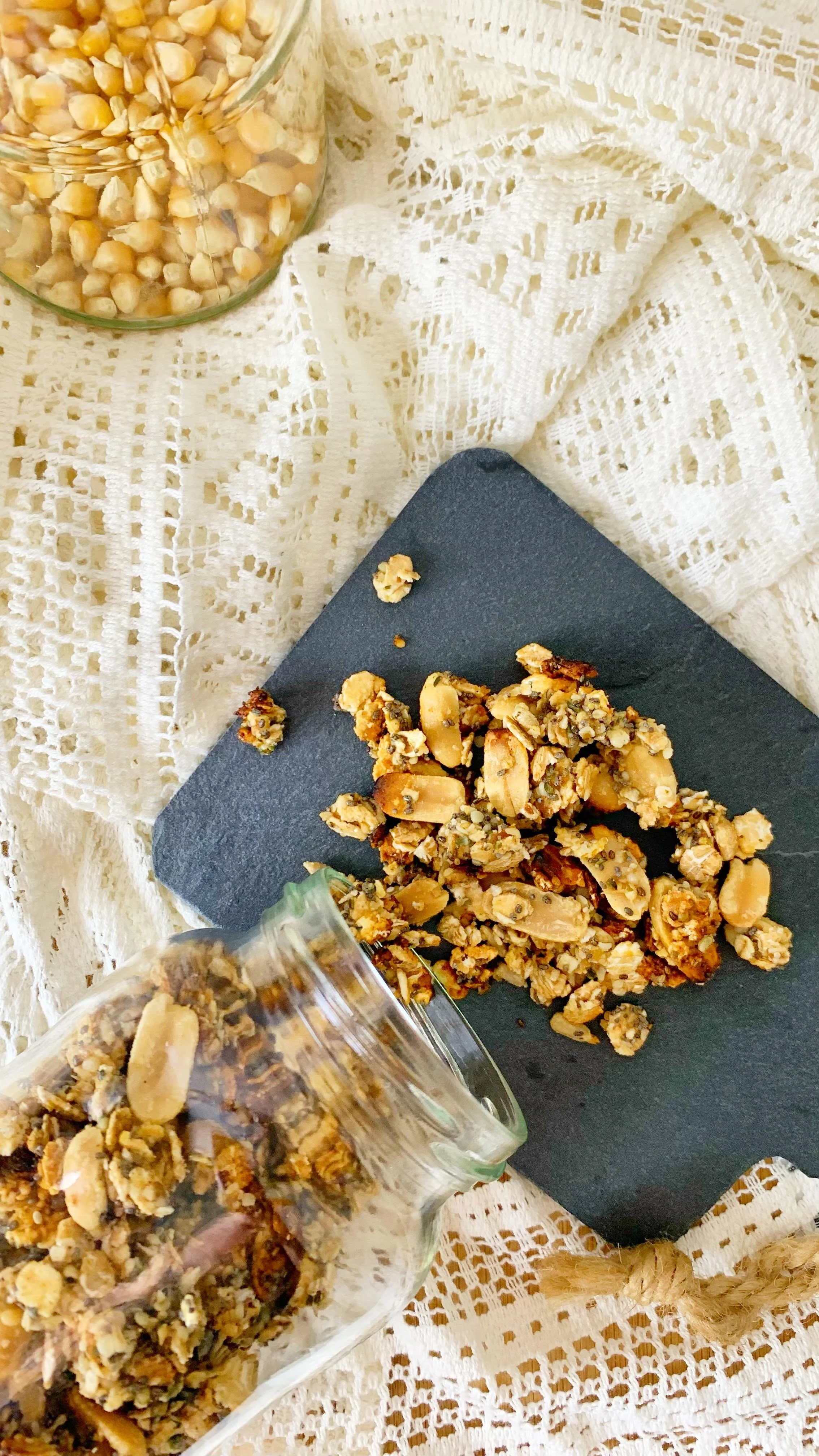 Granola com restos de pipocas