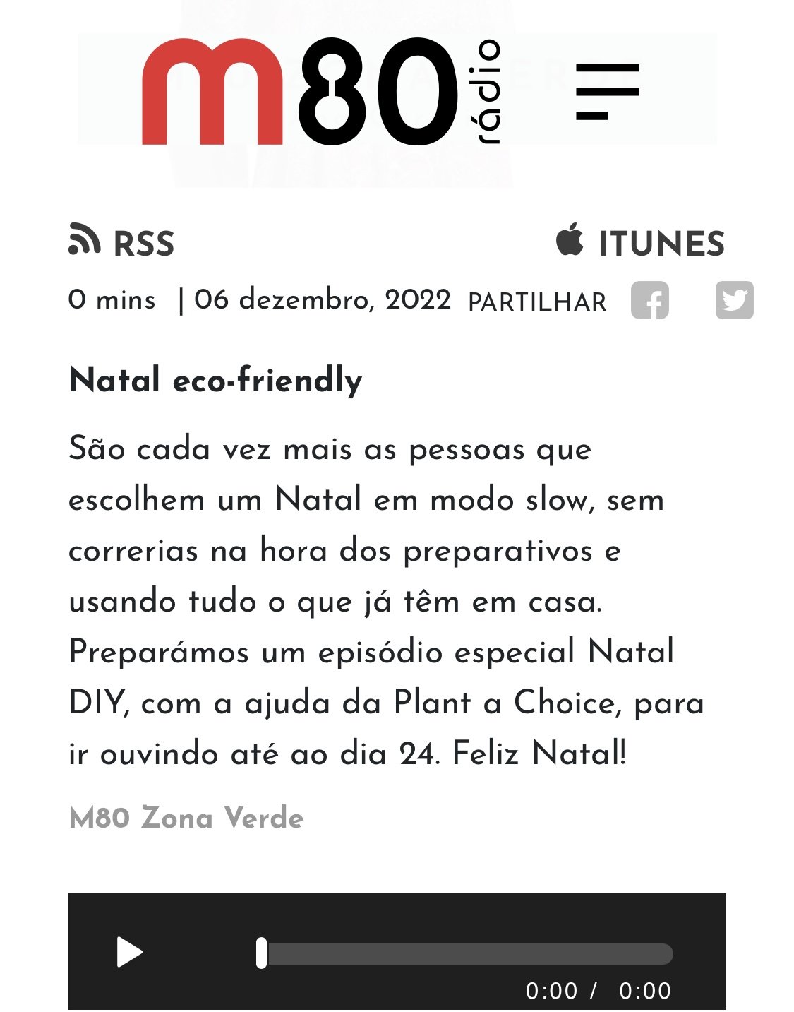 Entrevista para a M80 - "Zona Verde" sobre um Natal mais sustentável