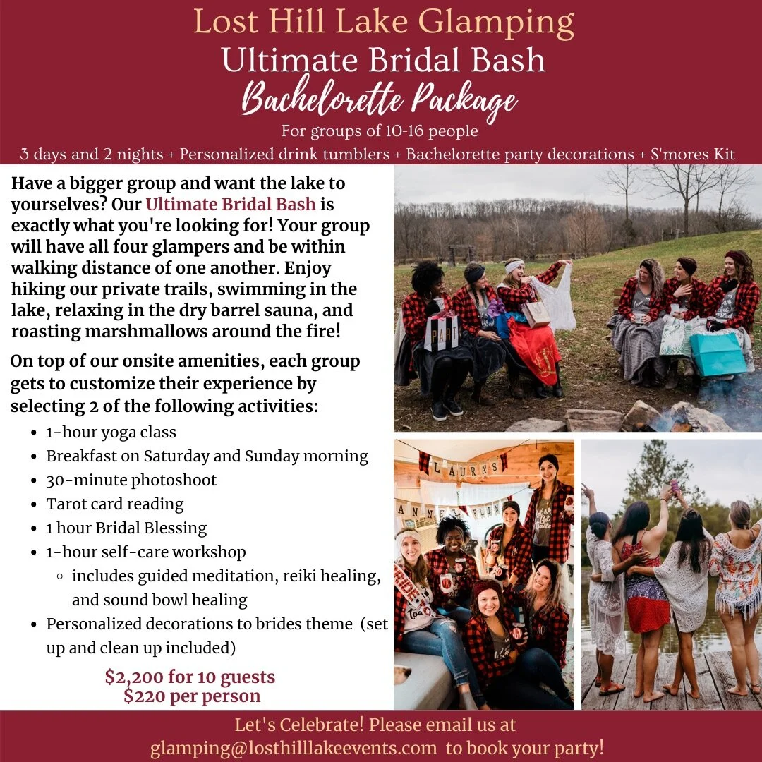 Glamping Bachelorette Party Ideas Lost Hill Lake Events in Missouri