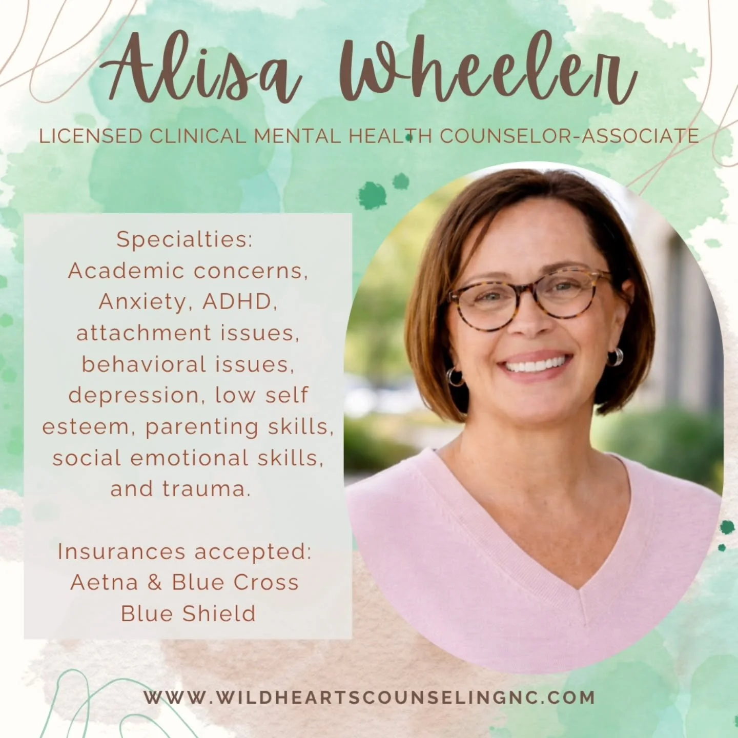 🌿 Meet the Team 🌿

Alisa provides a supportive environment grounded in empathy, encouragement, mutual respect, and unconditional positive regard. Her goal is to foster holistic healing and personal growth by addressing the connection between the mi