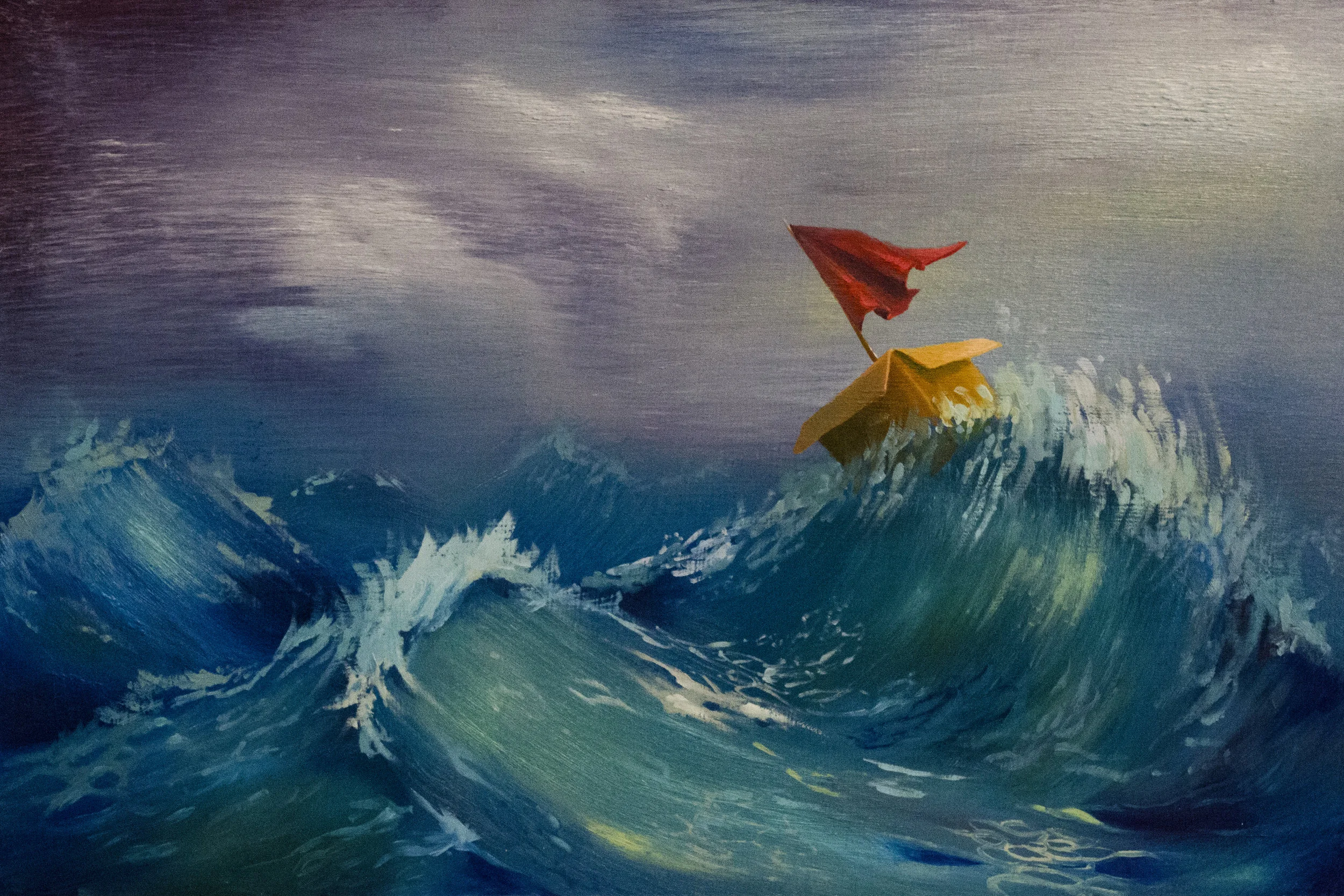 Cardboard Box Boat on the Waves