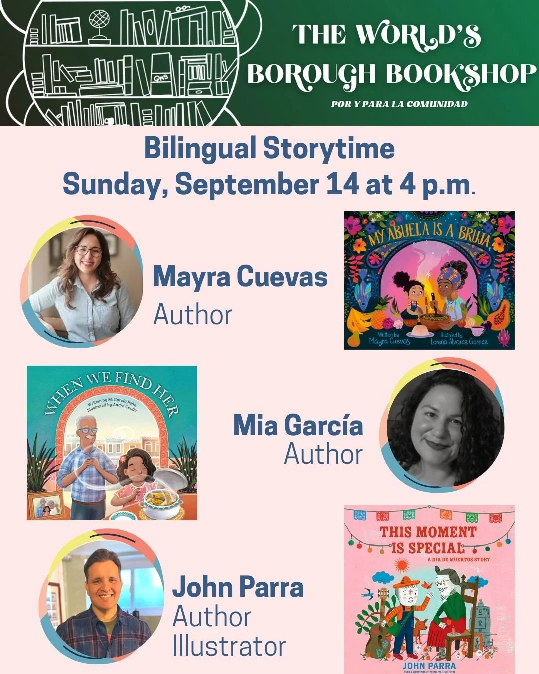 World's Borough Bookshop, NYC on Sept 14 at 4p.m