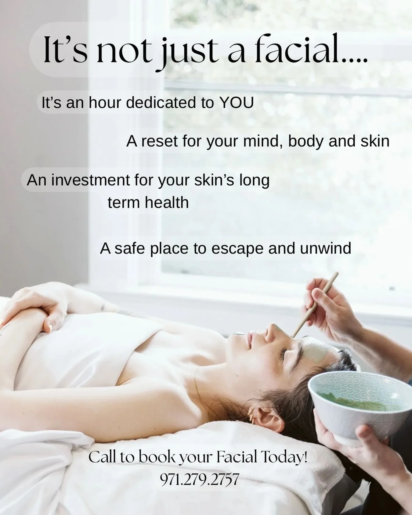 A facial offers so much more than skincare.

Call today to book a facial and prioritize your self care!
971.279.2757
