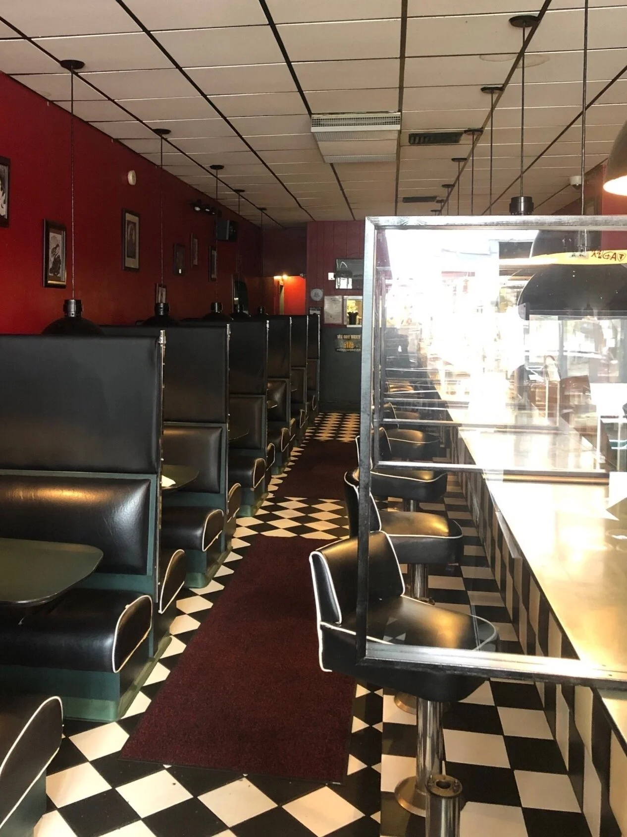 The Mecca Cafe diner side showing partitions between booths.