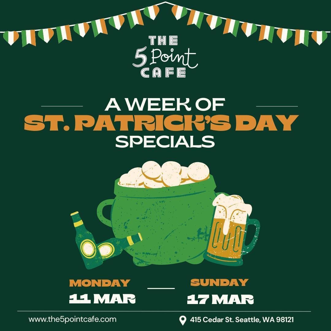 Think St. Paddy's Day is amateur hour? Don't sweat it! You can avoid the green beer and torturous pinching this year and still enjoy some classic Irish fare. 

Starting tomorrow and running through next Sunday, The 5 Point and @the_mecca_cafe are off