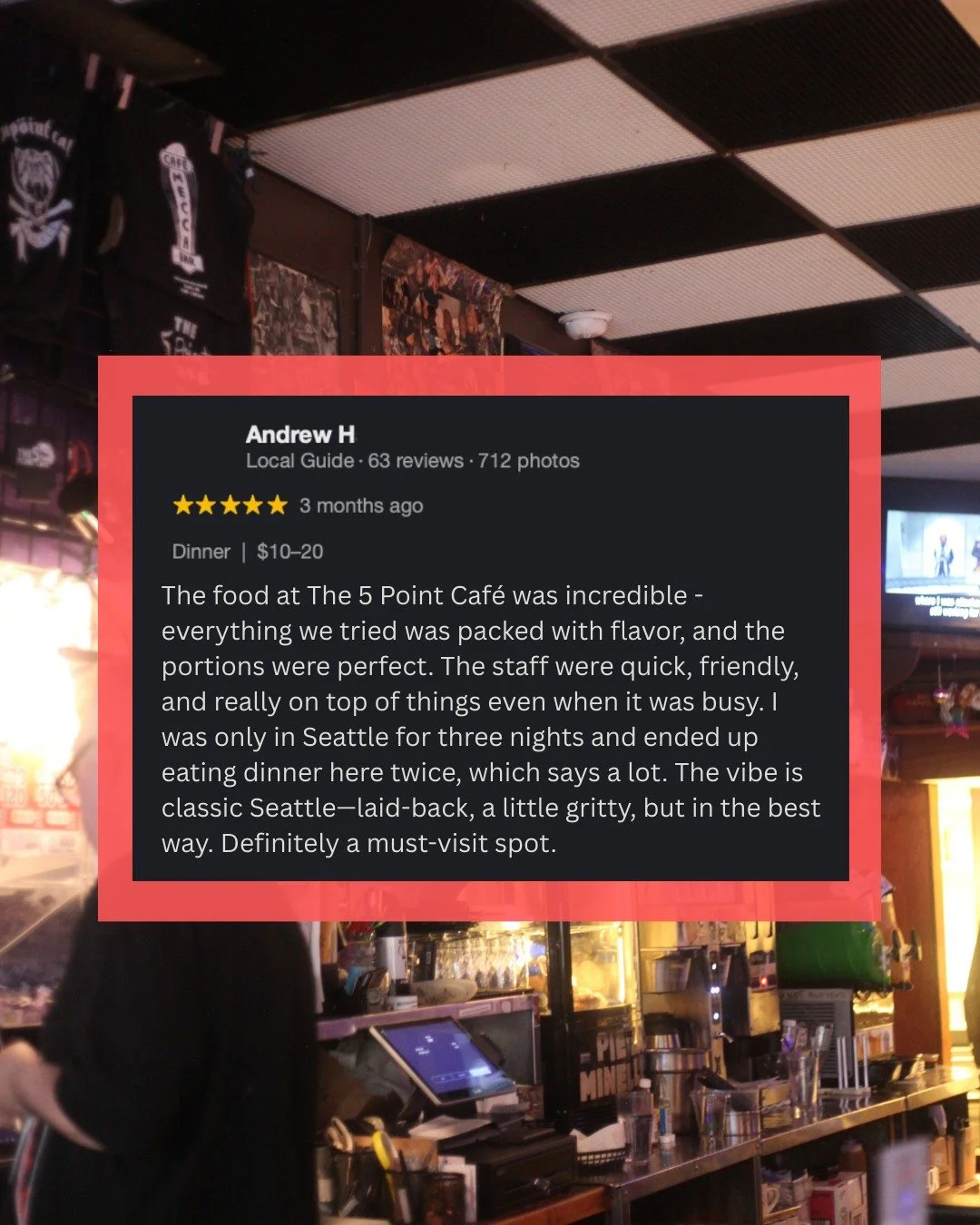 When you only have three nights in the city and spend two of them with us, that&rsquo;s a pretty big deal. 

We&rsquo;re the "must-visit" Seattle spot that only the real-deal hotel concierges will tell you about. Come see why folks like And