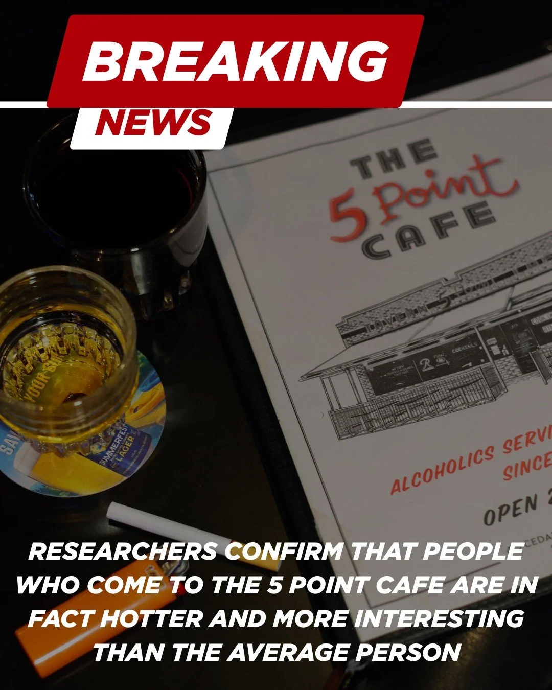 🚨 BREAKING NEWS 🚨
Our highly qualified, definitely-not-biased researchers have reached a groundbreaking conclusion.

We don&rsquo;t make the rules. We just report the facts😉

#the5pointcafe #eatlocalwa #seattledivebars #breakingnews #belltownseatt