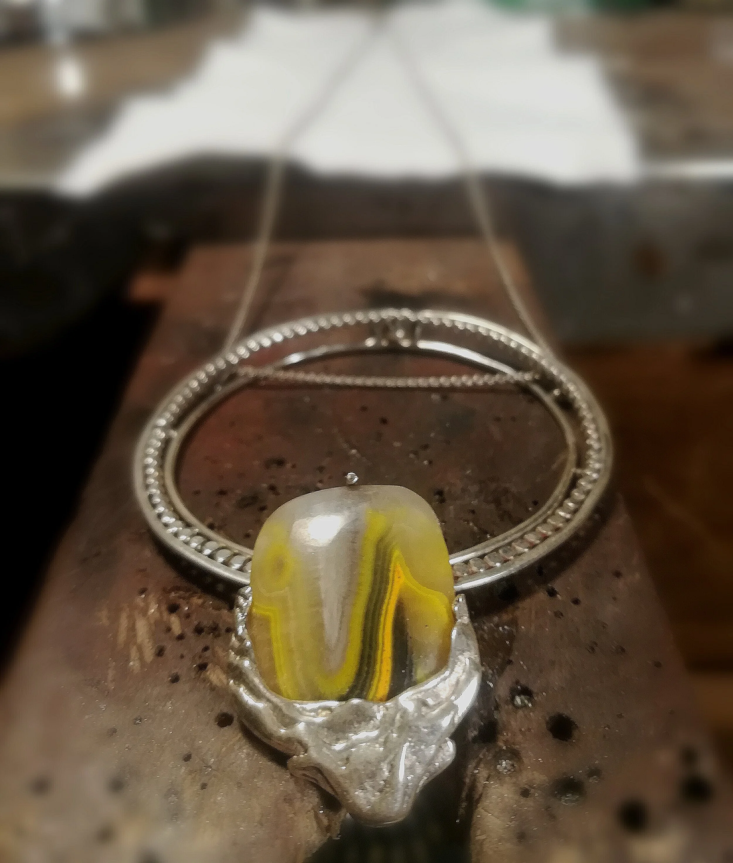 Jasper necklace, made for Sophie. 925 silver, bourdon jasper. 2016