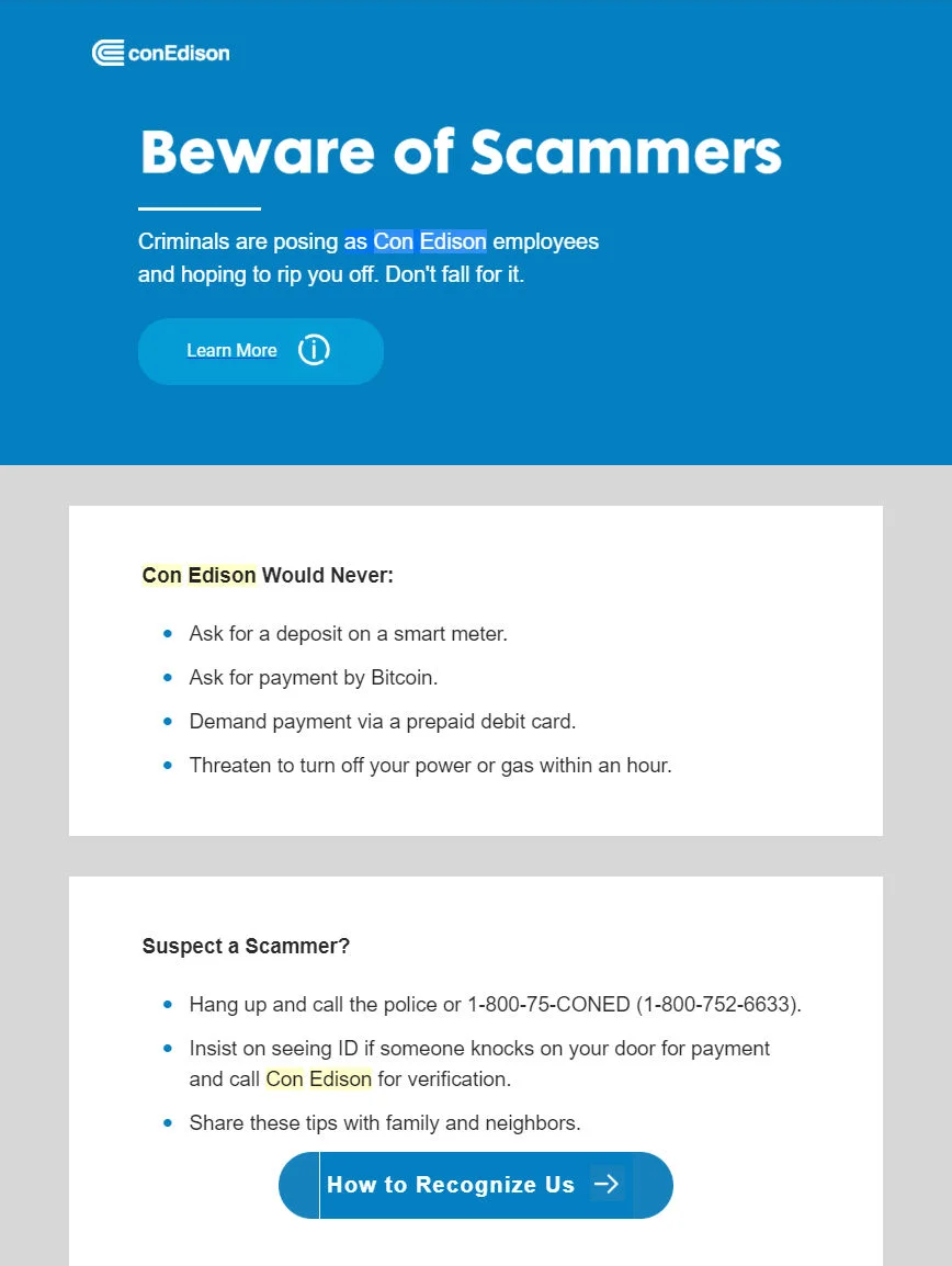 Dave Speaks | Beware of Con Ed Scammers 