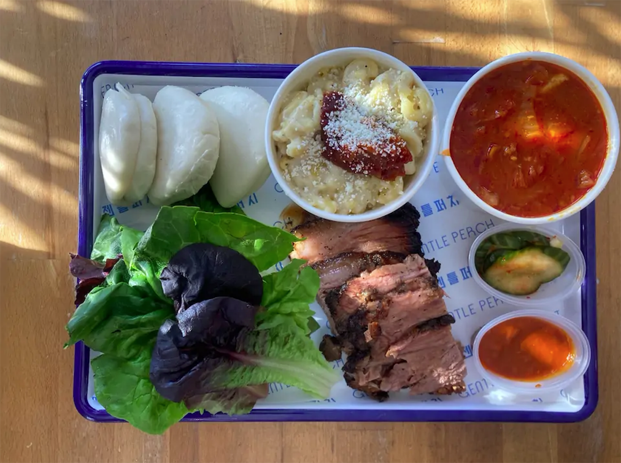  A side of kimchi-topped mac n’ cheese paired with Gentle Perch’s approach to brisket 