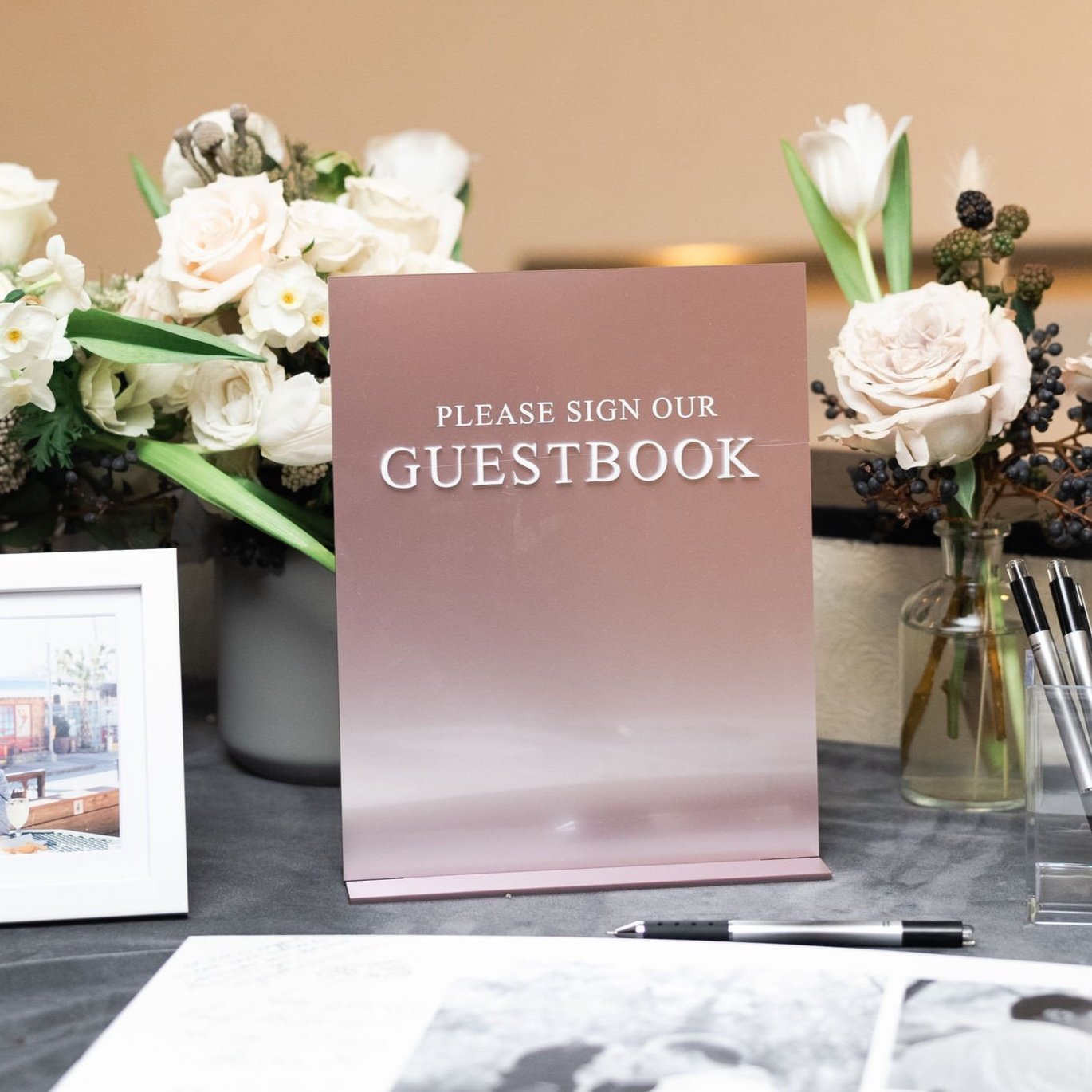 8x10 metallic rose acrylic guestbook