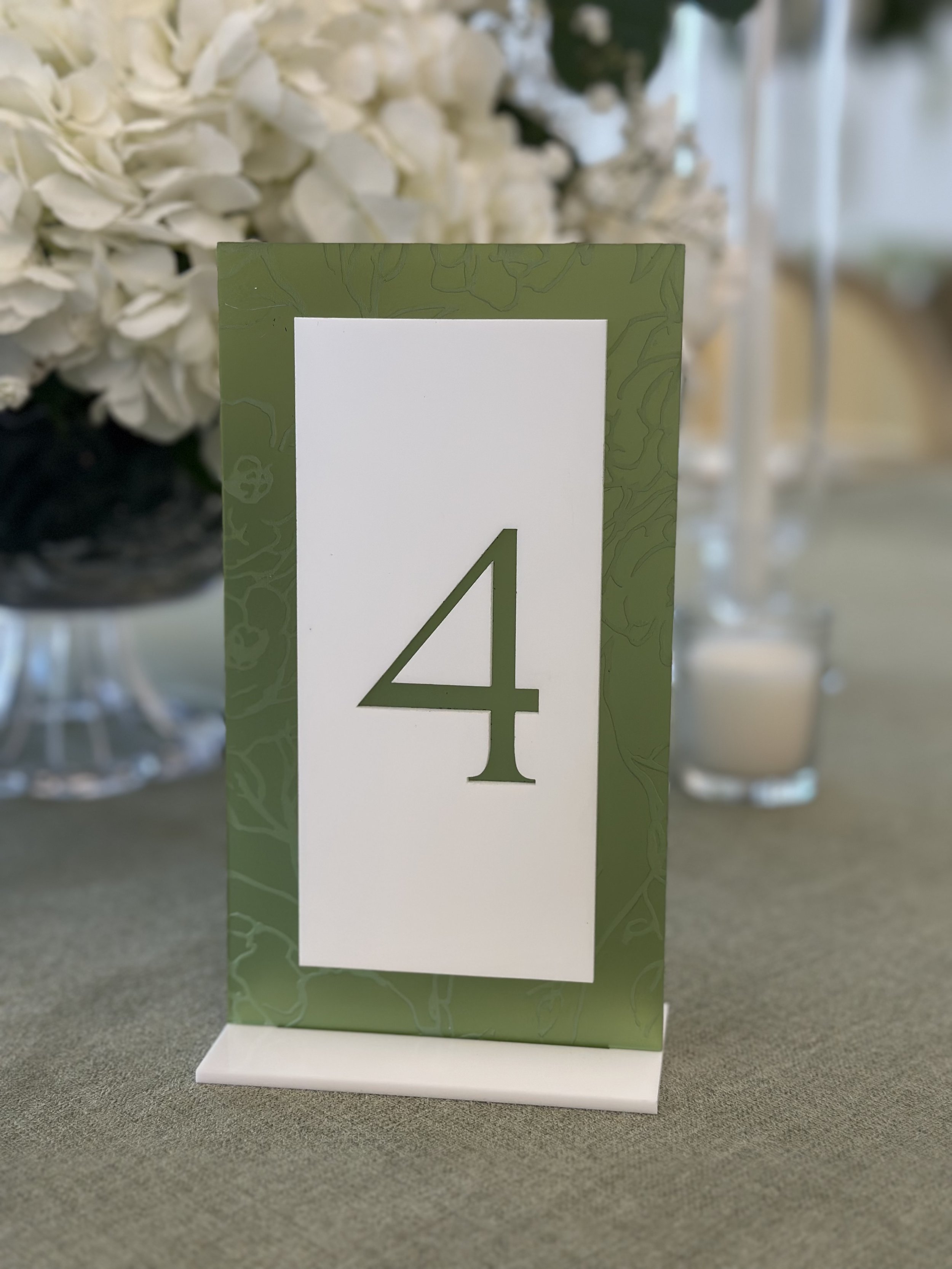 4x7 green floral engraved