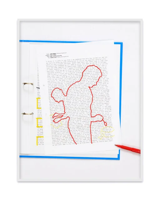 A negative calligramme by John Holten (Cooking) , 2018 by Natalie Czech Archival Pigment print 99 × 75.8 cm courtesy Kadel Willborn