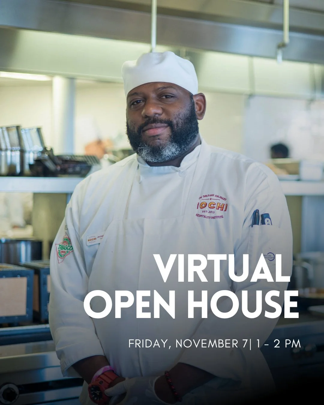 Curious about culinary school? Join NOCHI&rsquo;s Virtual Open House on Friday, November 7 at 1 - 2 PM (CT). Get a look at our 6-month Culinary Arts and Baking &amp; Pastry certificate programs, student pop-ups, financial aid, and how to apply - all 
