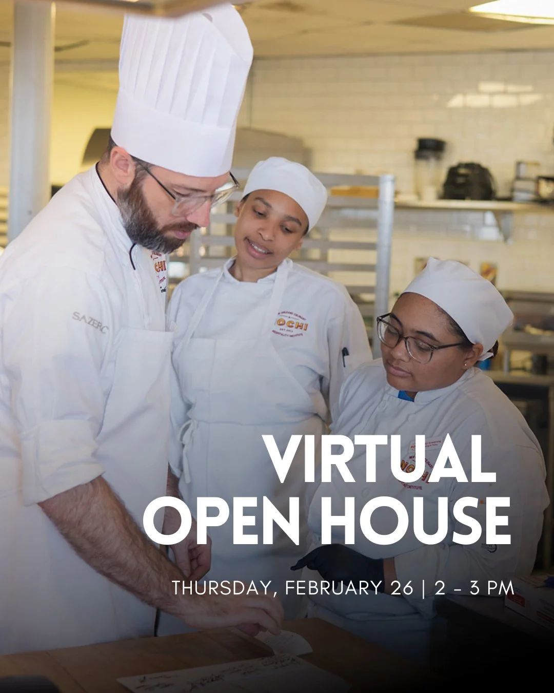 Thinking about what&rsquo;s next? Join us on February 26 from 2&ndash;3 PM for NOCHI&rsquo;s Virtual Open House and get a closer look at our six-month Culinary Arts and Baking &amp; Pastry Arts certificate programs.⁠
⁠
We&rsquo;ll walk through progra