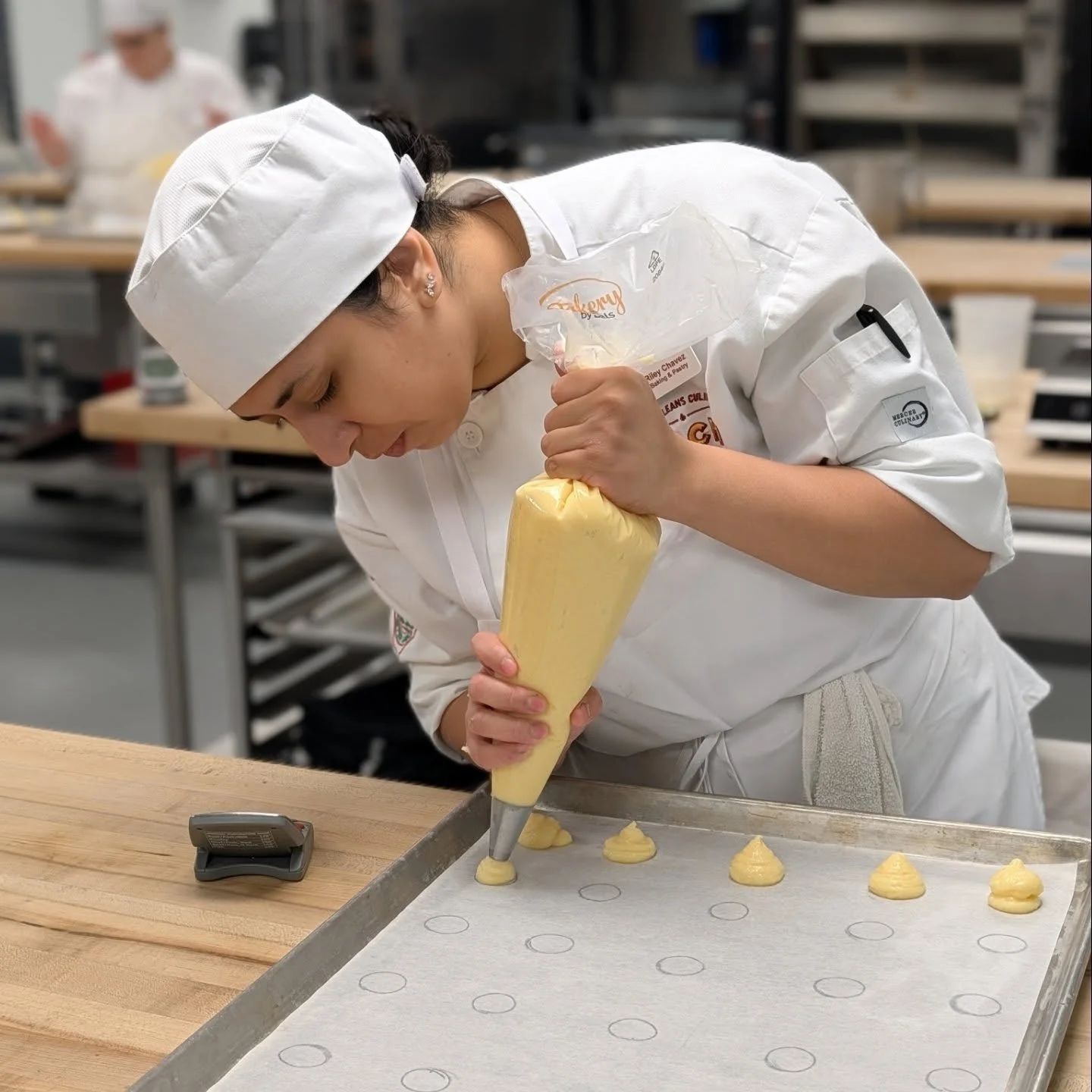 Our Baking &amp; Pastry Arts students tackled gluten-free p&acirc;te &agrave; choux this morning, learning how to adapt a classic French pastry to meet modern dietary needs. Without gluten to provide structure, precision matters even more: balancing 