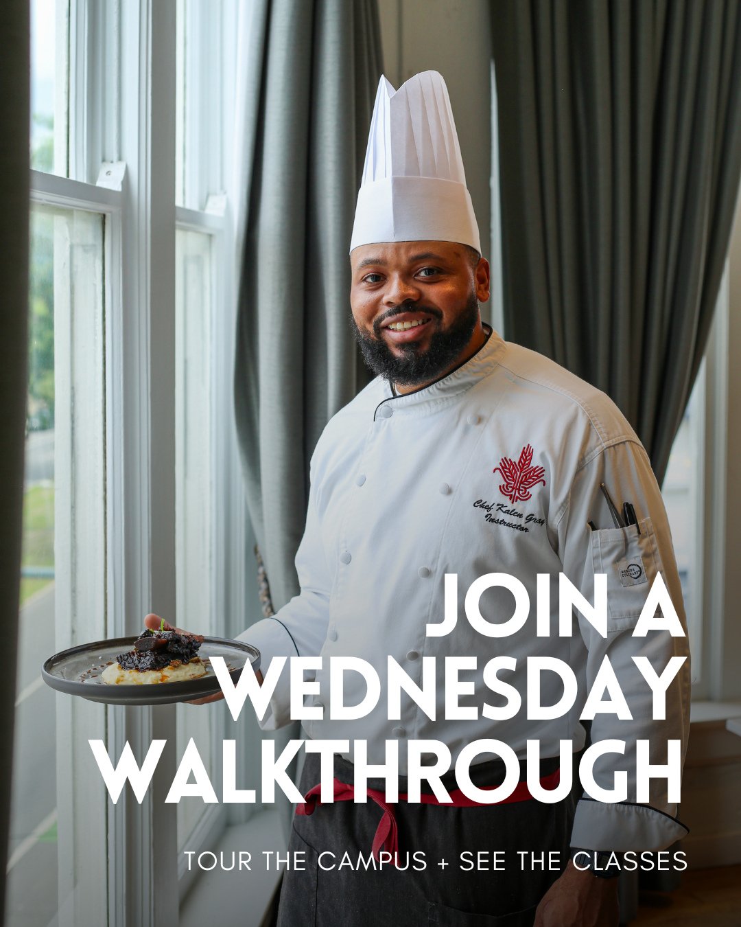Your future in hospitality could start with one visit.⁠
⁠
Join us for a Wednesday Walkthrough and experience NOCHI firsthand. Tour our professional kitchens, meet the admissions team, and see what it's like to train in one of the country's great food
