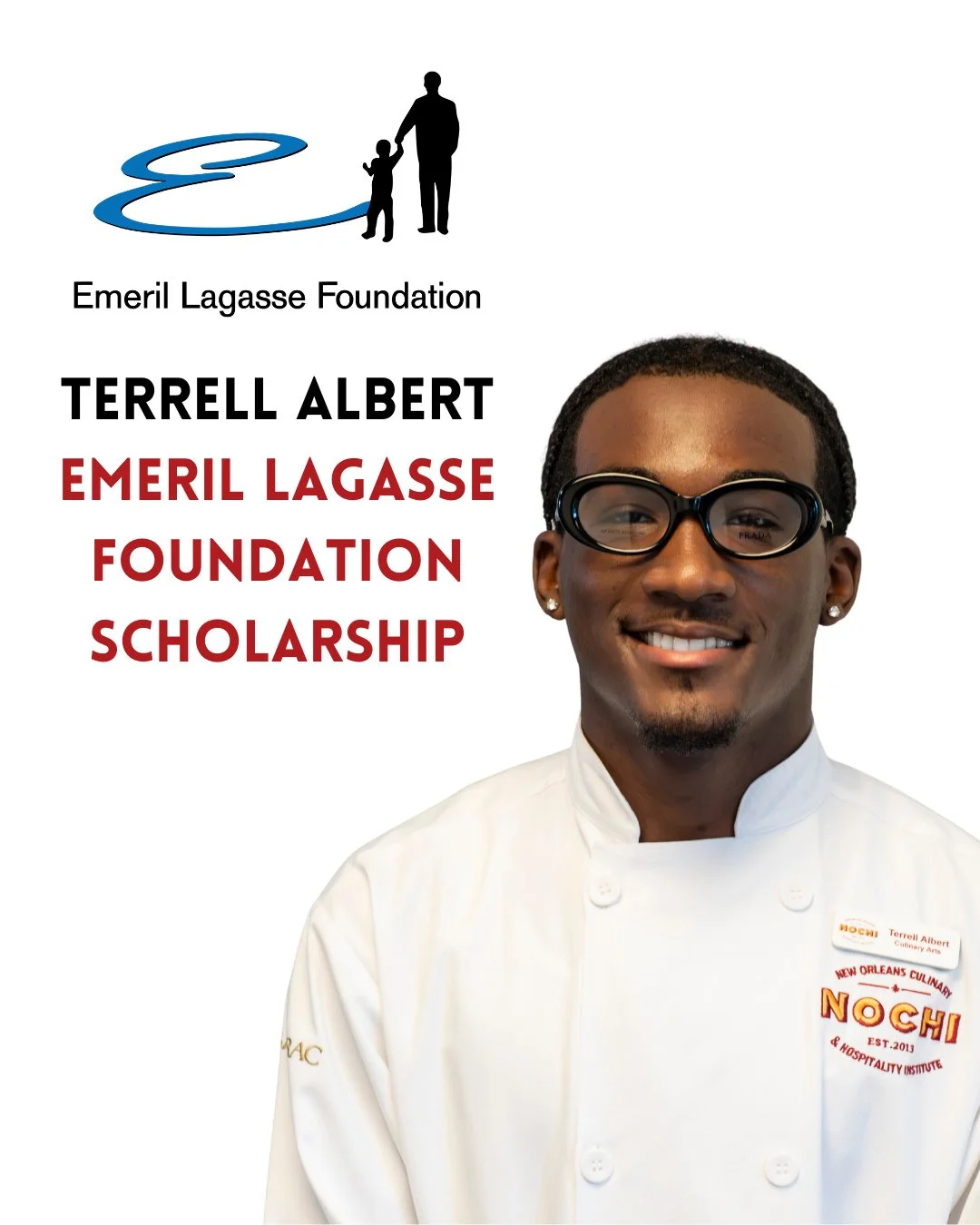 Congratulations to Terrell Albert, recipient of the Emeril Lagasse Foundation Scholarship! ⁠
⁠
Born and raised in New Orleans, Terrell discovered his passion for cooking at just 10 years old. Today, he's building on that passion at NOCHI, where he's 