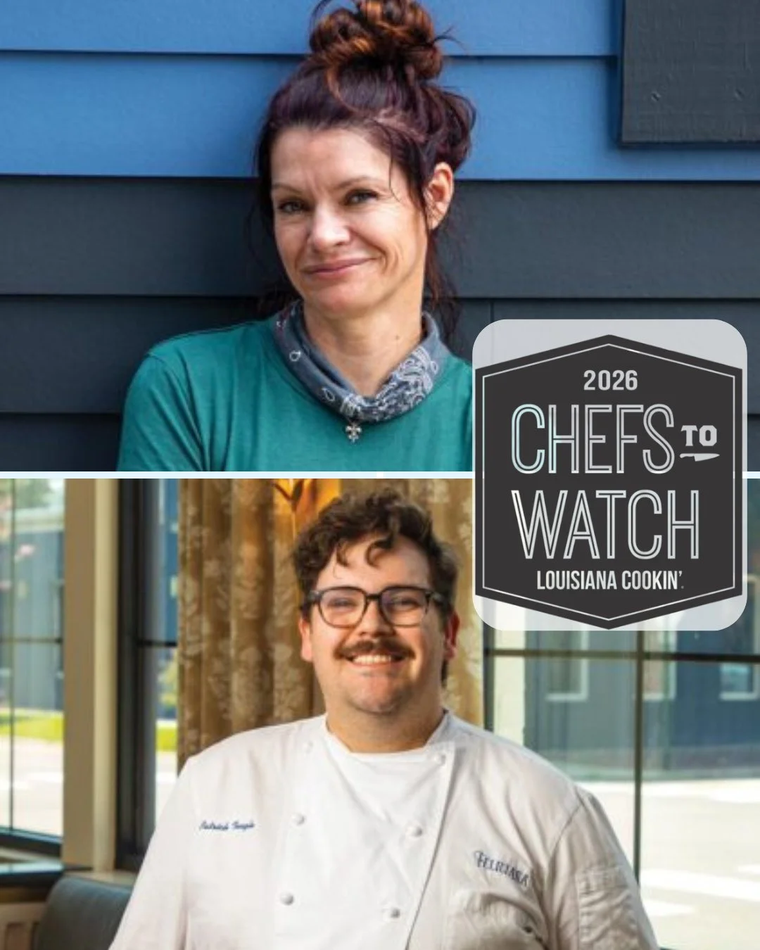 Congratulations to NOCHI alumni Patrick Teagle '20 and Martha Gilreath '20 on being named Louisiana Cookin' 2026 Chefs to Watch! ⁠
⁠
This annual recognition celebrates Louisiana's rising culinary talent; chefs who honor the state's rich food traditio