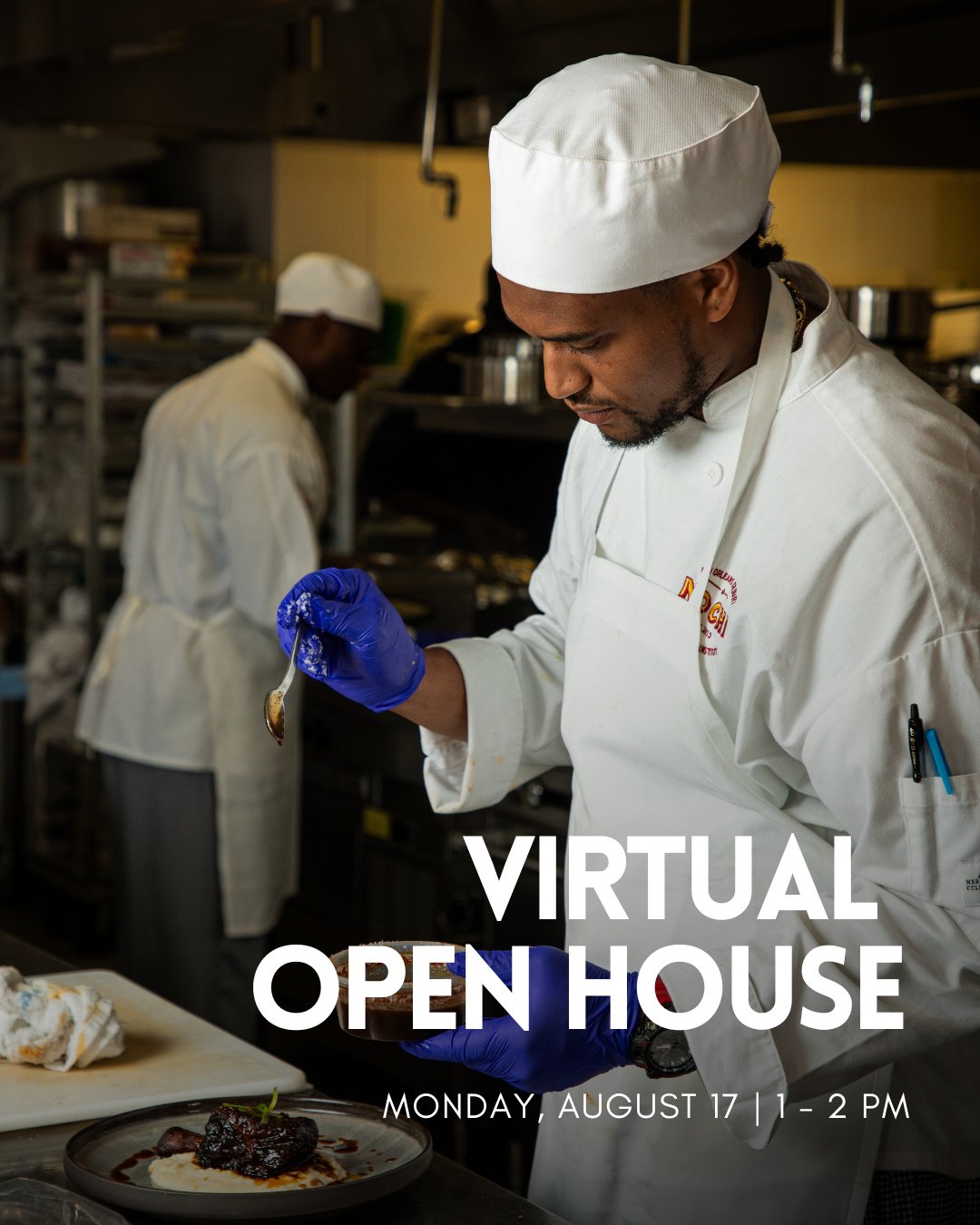 Thinking about culinary school? Start with a conversation.⁠
⁠
Join us for a Virtual Open House on Monday, August 17, from 1&ndash;2 PM to learn more about NOCHI's accelerated six-month Culinary Arts and Baking &amp; Pastry Arts certificate programs.⁠