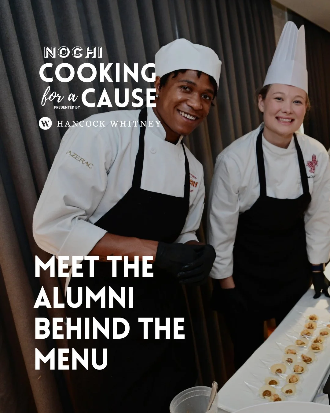 The menu for Cooking for a Cause is taking shape and NOCHI alumni are behind every bite. Meet some of the chefs returning to NOCHI to share what they&rsquo;ve been cooking up:⁠
⁠
🍓 Shreka Junior: Strawberry Shortcake Petit Fours⁠
🐟 Trinni Lucas: Bl