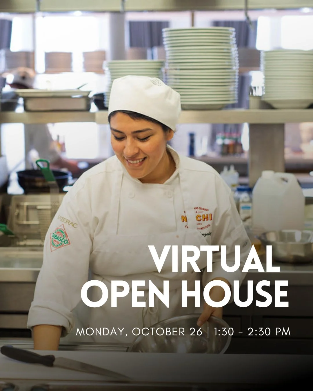 Your culinary career could start this January! 👩&zwj;🍳⁠
⁠
Thinking about culinary school but not sure where to start? Join us for a Virtual Open House on Monday, October 26 from 1:30&ndash;2:30 PM to learn more about NOCHI's six-month Culinary Arts