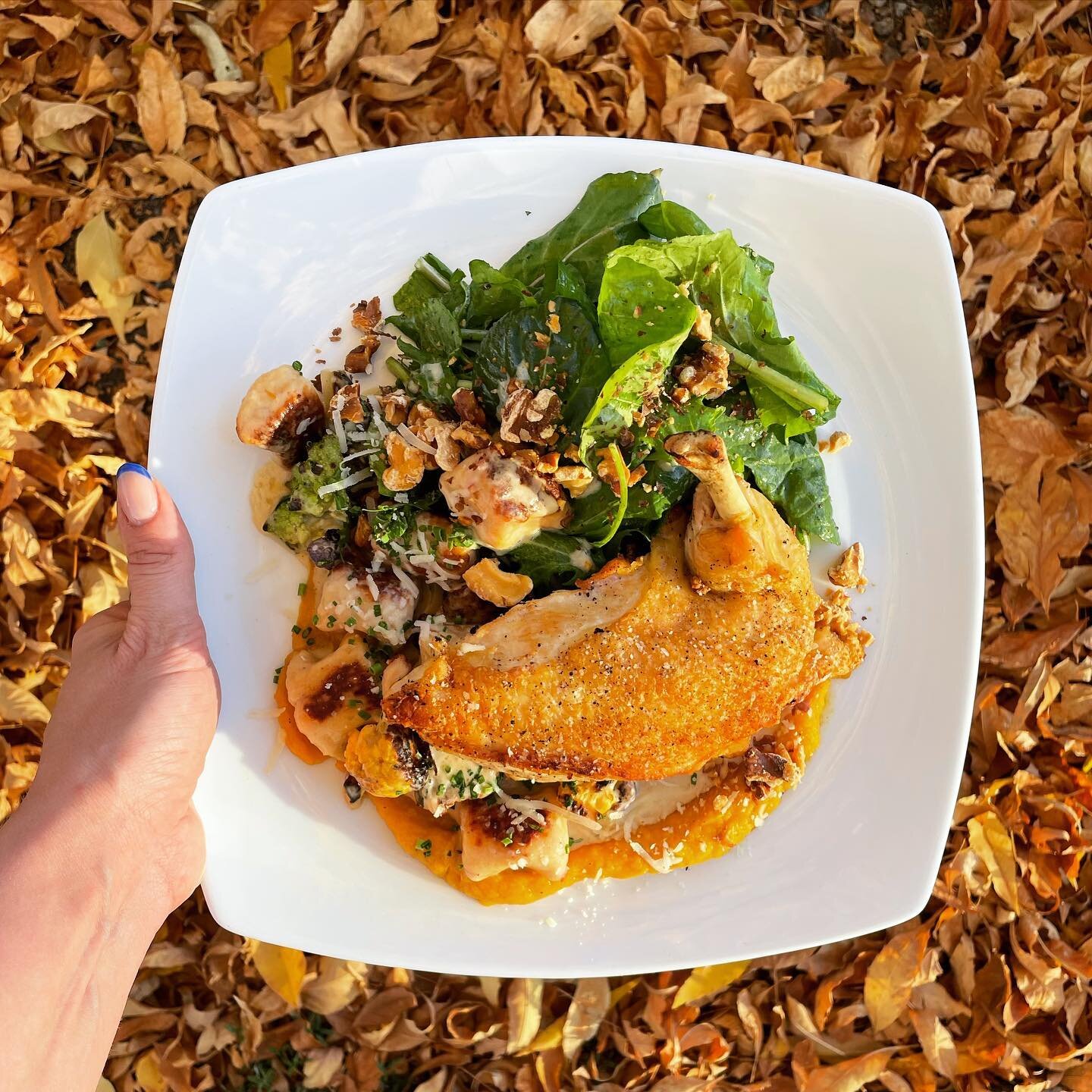 This is it Denver, the last night before the first snowfall! Come get this heavenly slice of autumnal flavor: cracklin&rsquo; chicken with dried tomato gnocchi, roasted pumpkin, and alpine cheese fonduta 🍂✨
.
.
.
.
.
.
#fallfood #pumpkinseason #denv