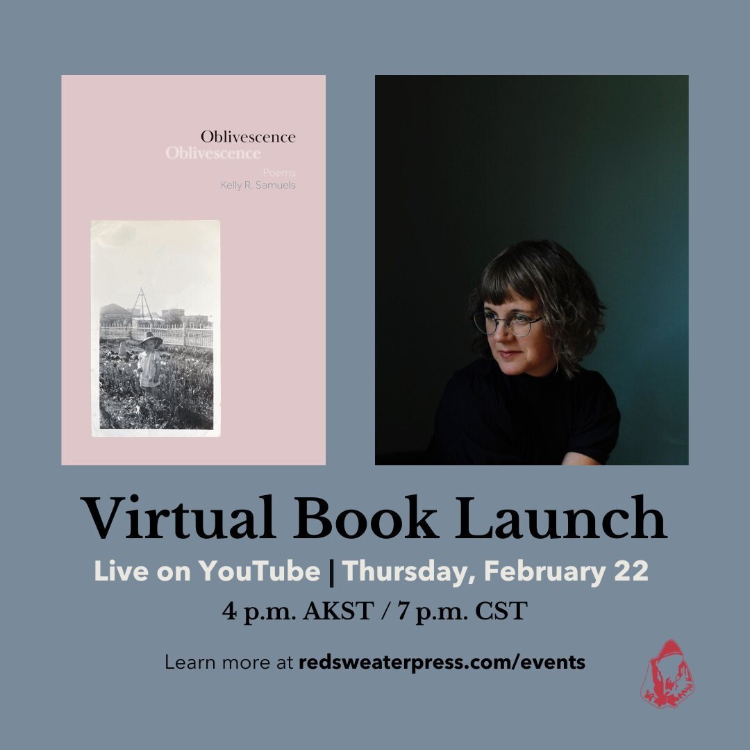 IT'S HAPPENING! We're launching OBLIVESCENCE by Kelly R. Samuels on YouTube LIVE in just a few weeks. We'll be raffling off one signed copy of Oblivescence and another Samuels title, as well as a Red Sweater Press mug (nothing fancy, but there are cu