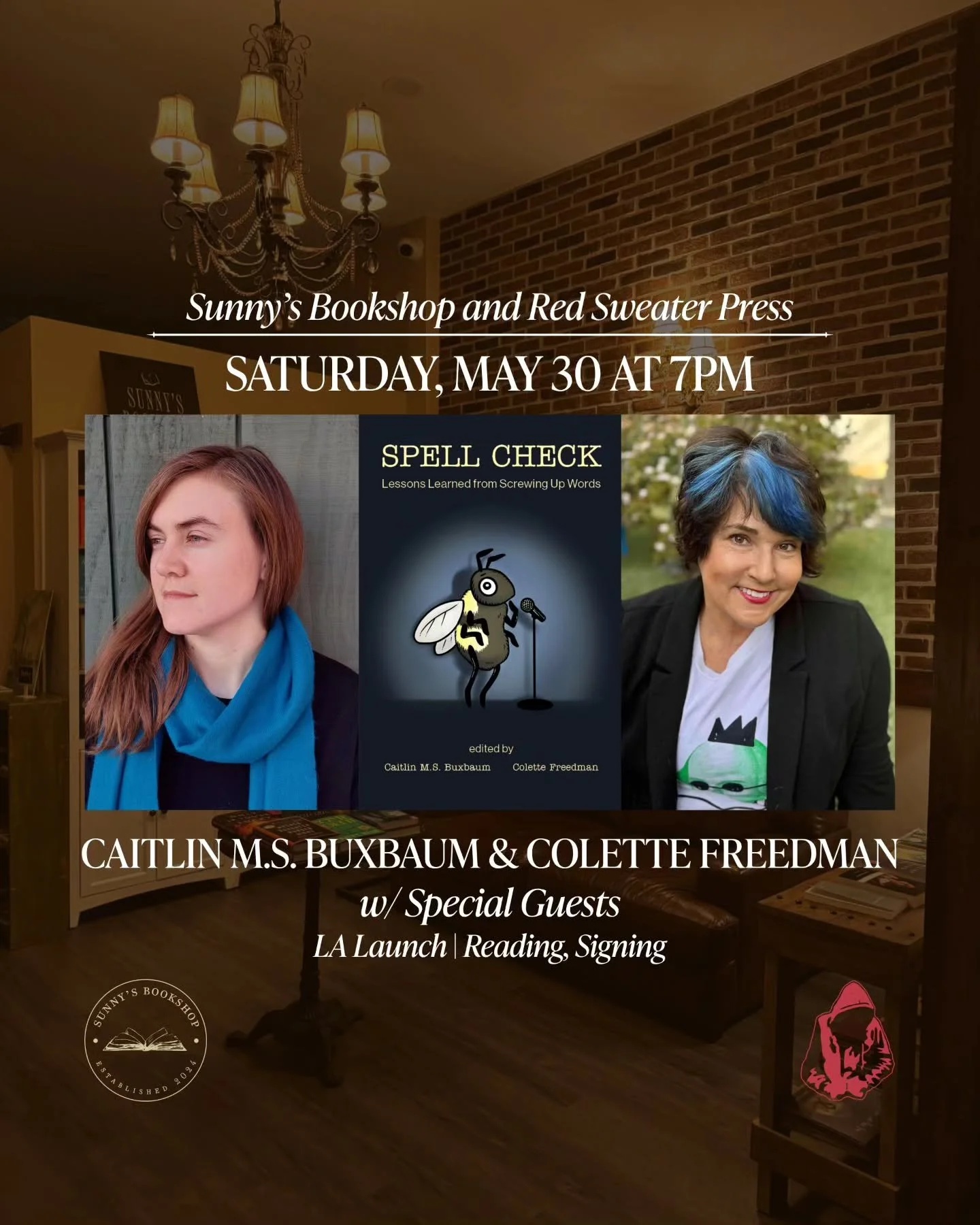 Newsletter is out, pre-orders are open, and launch links are live! Subscribers, check your inboxes for all the things. Everyone else, head to redsweaterpress.com to register for the Zoom and pre-order your copy of SPELL CHECK today! Then visit sunnys