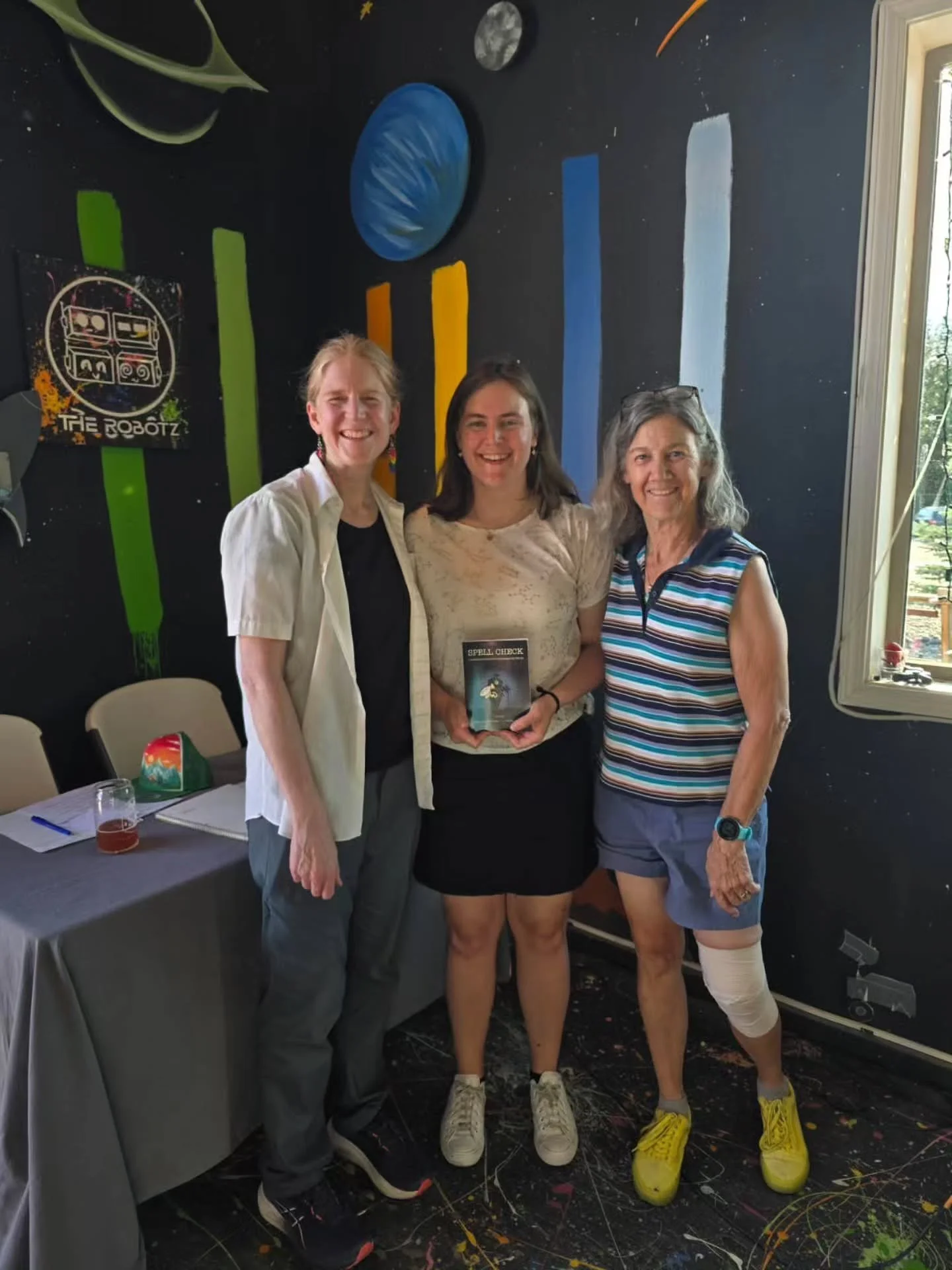 Thanks to Haley &amp; Melissa @203kombucha and Ellis @firesidebooks for helping us have a successful event! And of course @lalauracorin &amp; my mom for reading their SPELL CHECK essays and moderating the spelling bee :) Thanks also to all my family 