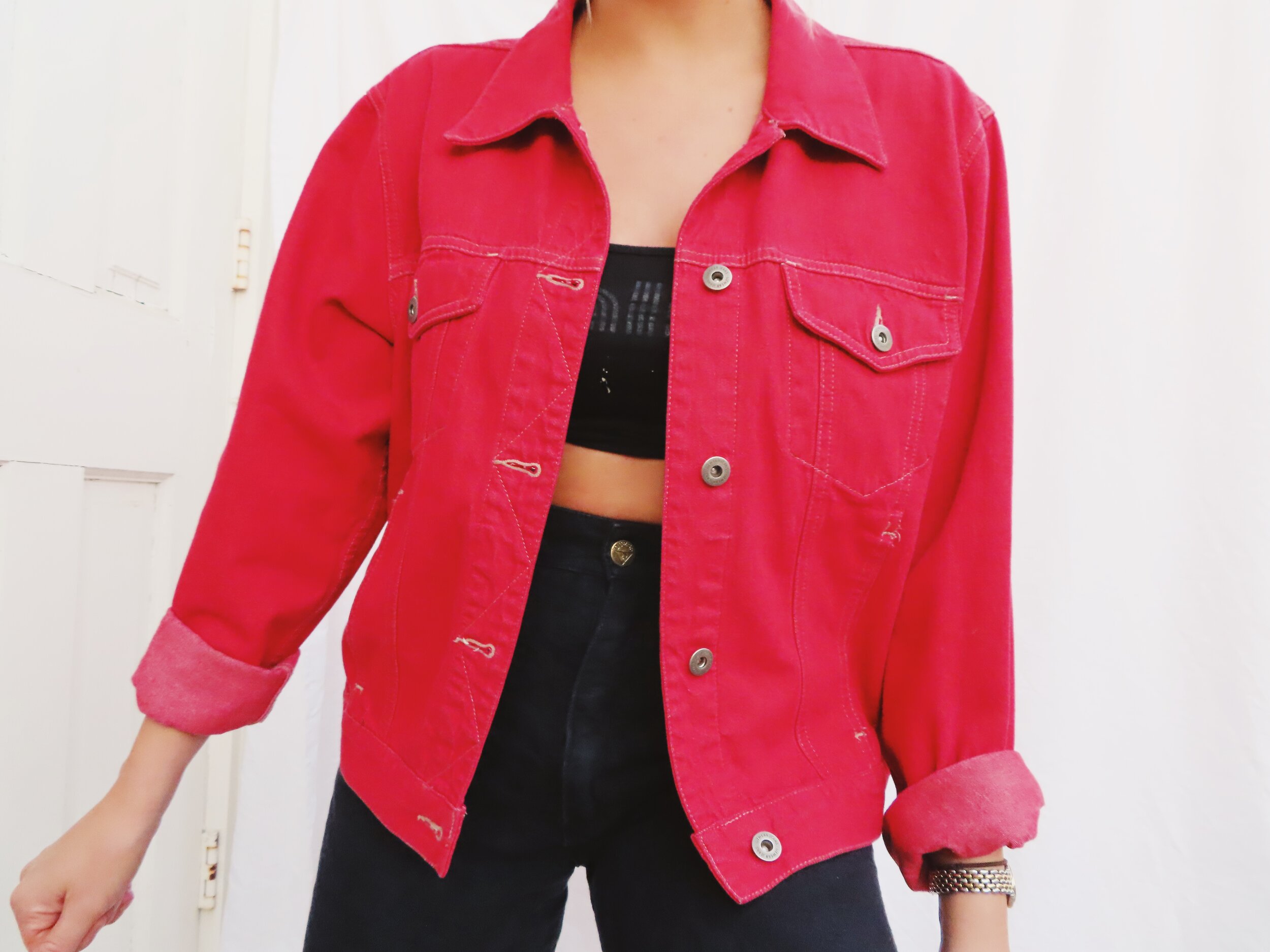 Ruby Red Denim Jacket
