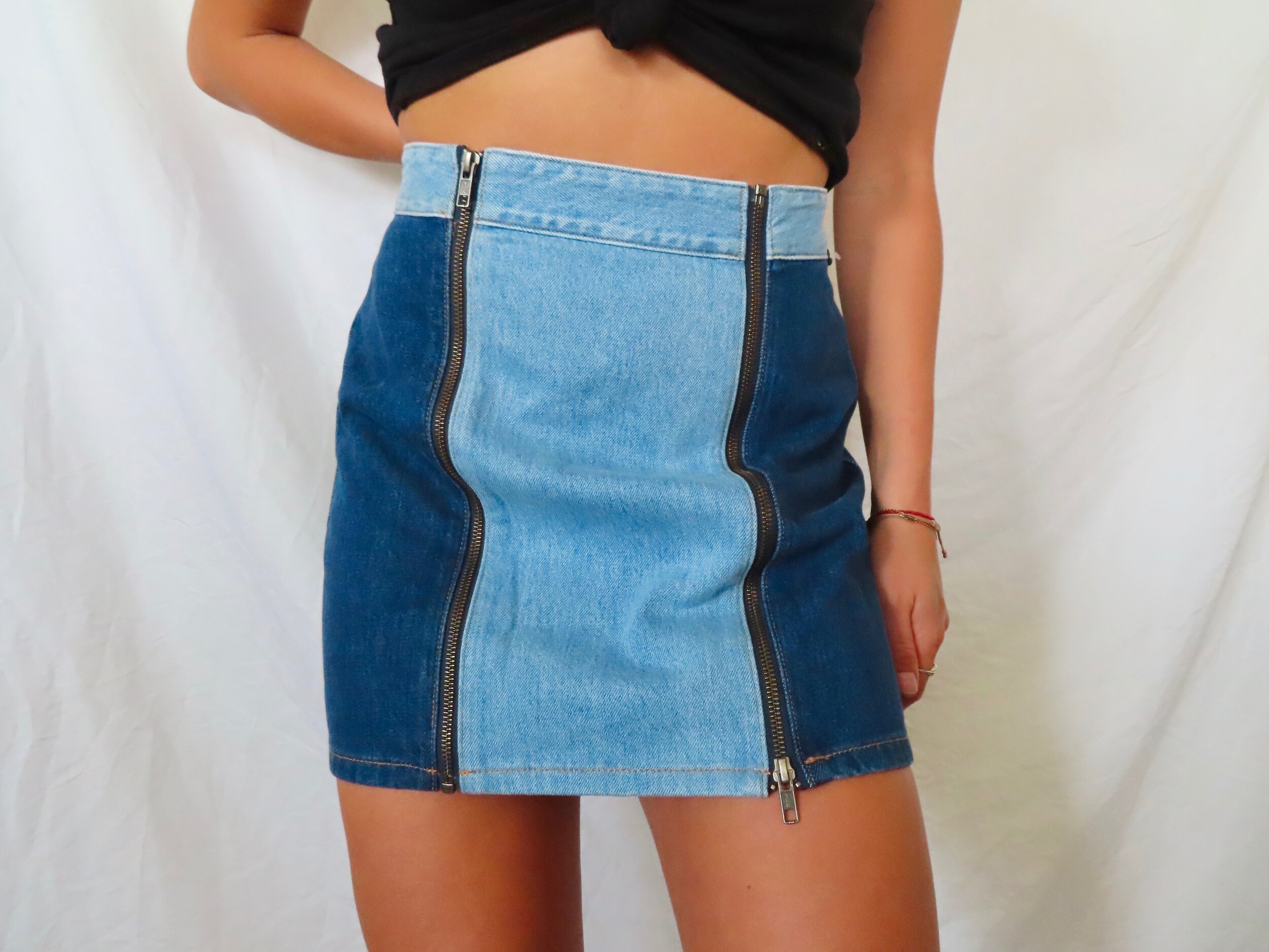Dual Tone Denim Skirt
