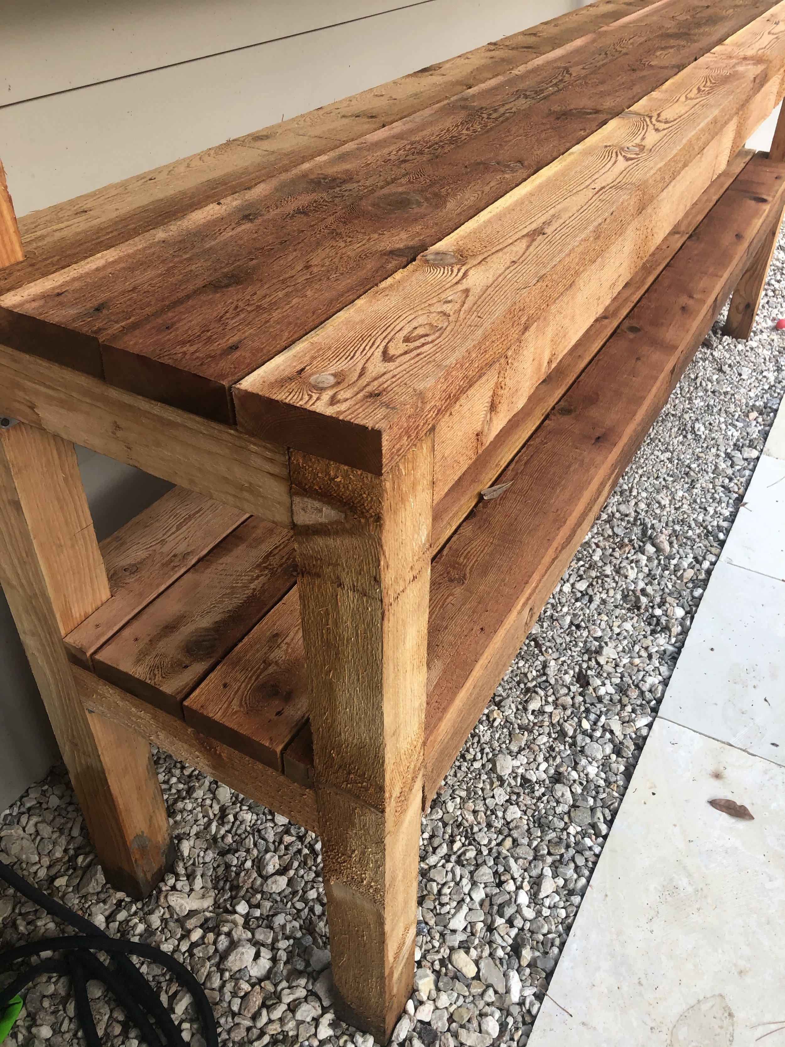 chunky cedar garden table